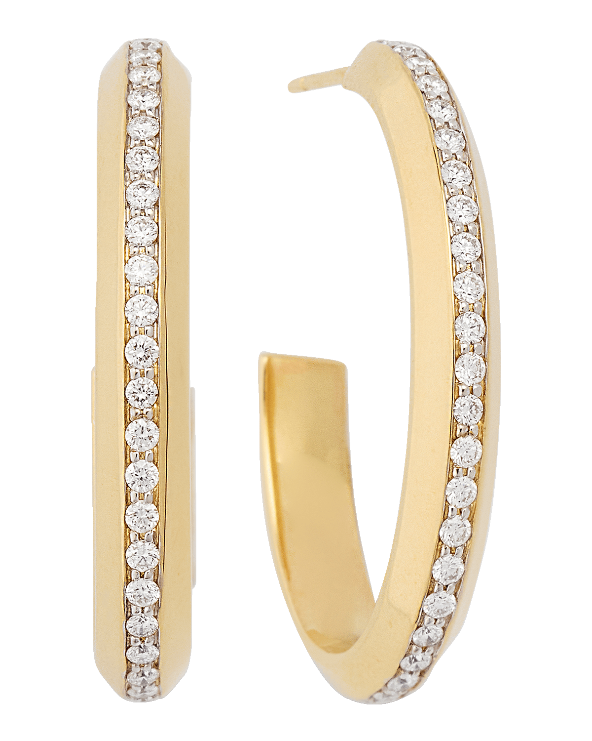 Walters Faith Grant 18K Gold and Diamond Knife Edge Hoop Earrings