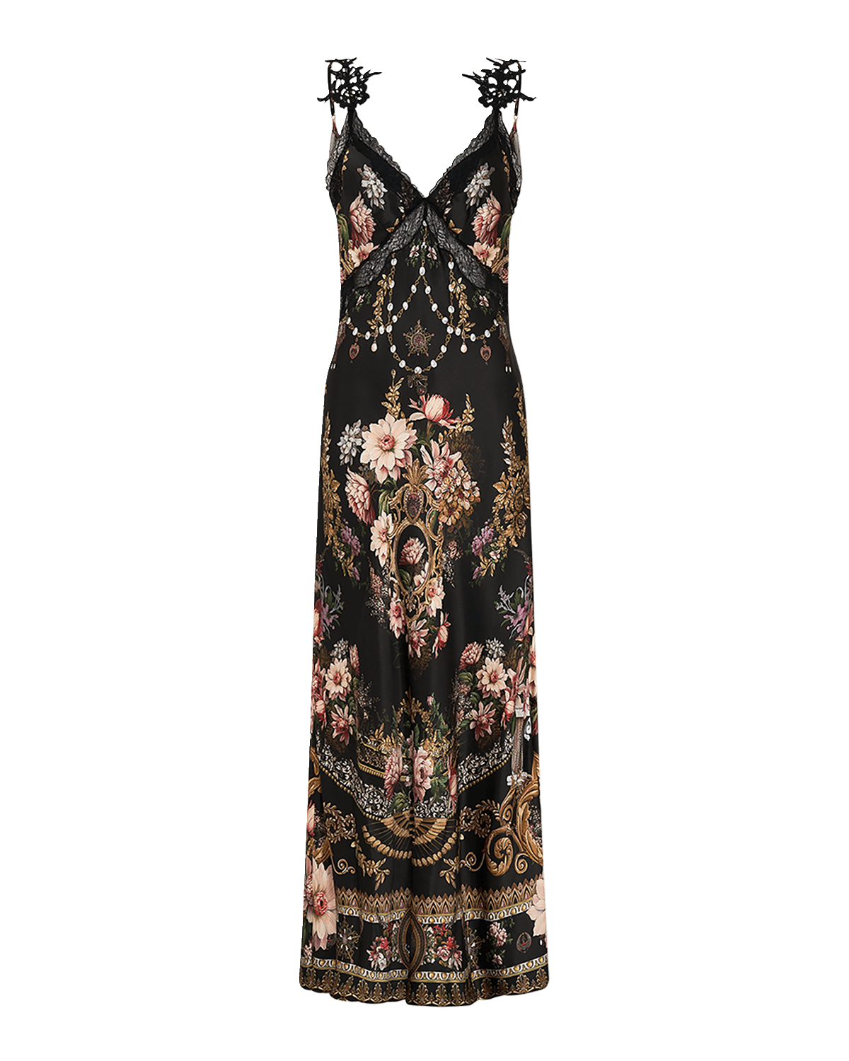 Camilla Bias Silk V-Neck Maxi Slip Dress