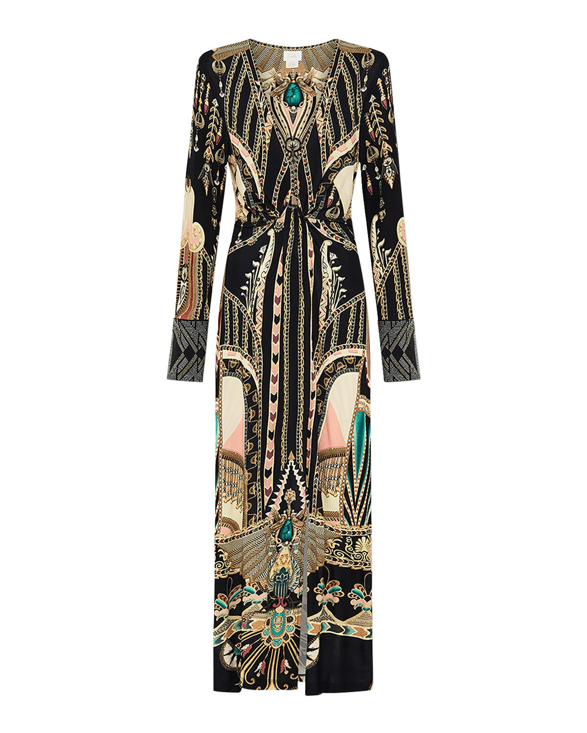 Camilla Long V-Neck Twist-Front Jersey Dress