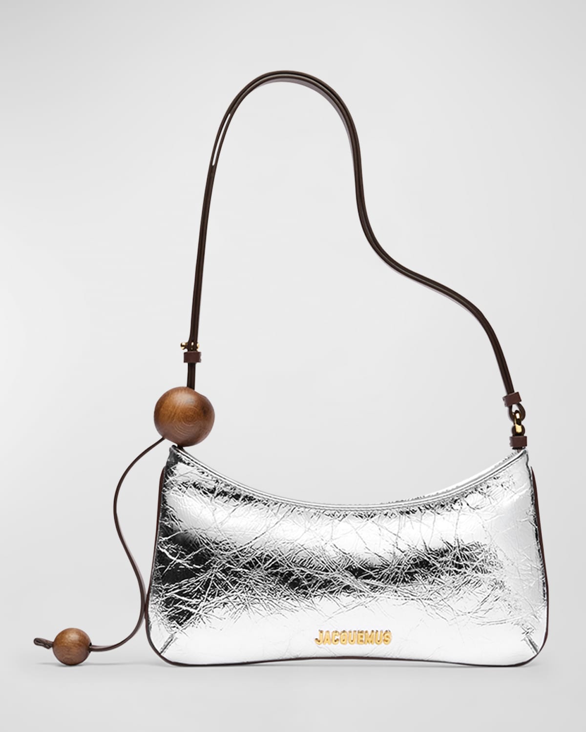 Jacquemus Le Bisou Perle Metallic Leather Shoulder Bag