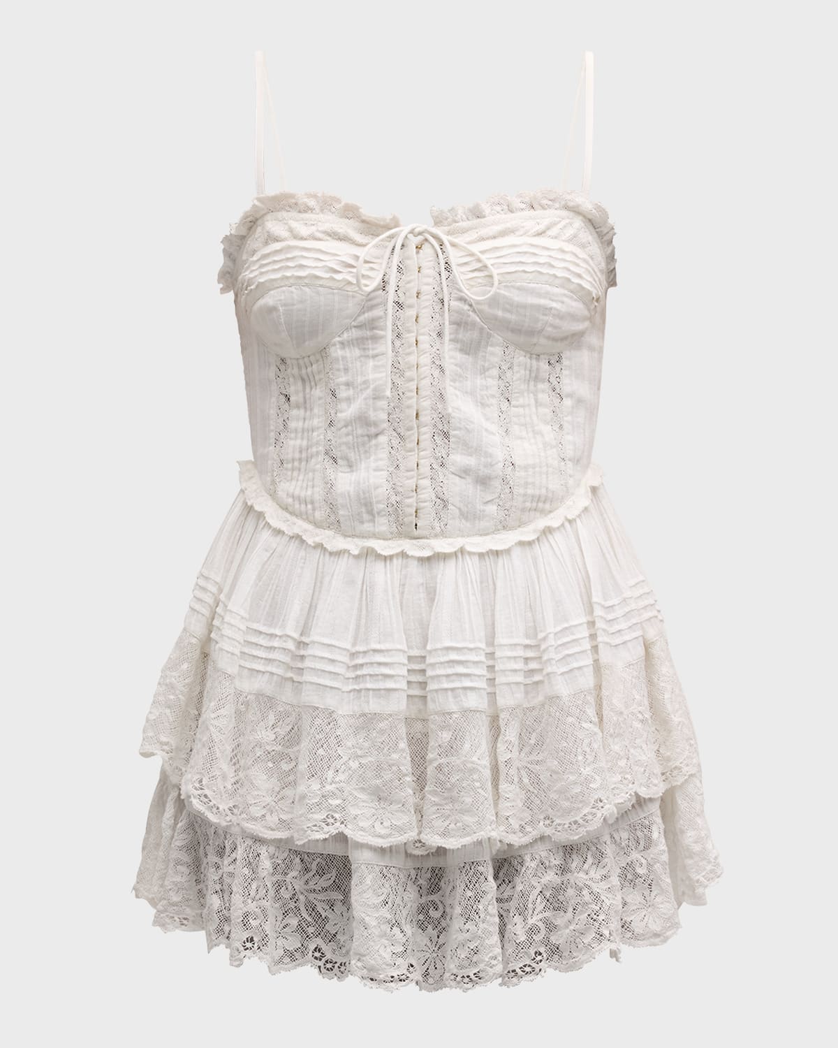 LoveShackFancy Nerida Tiered Lace Ruffle Mini Dress