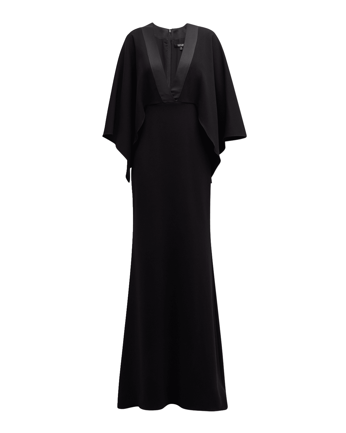 Badgley Mischka Collection Cape-Sleeve Trumpet Gown
