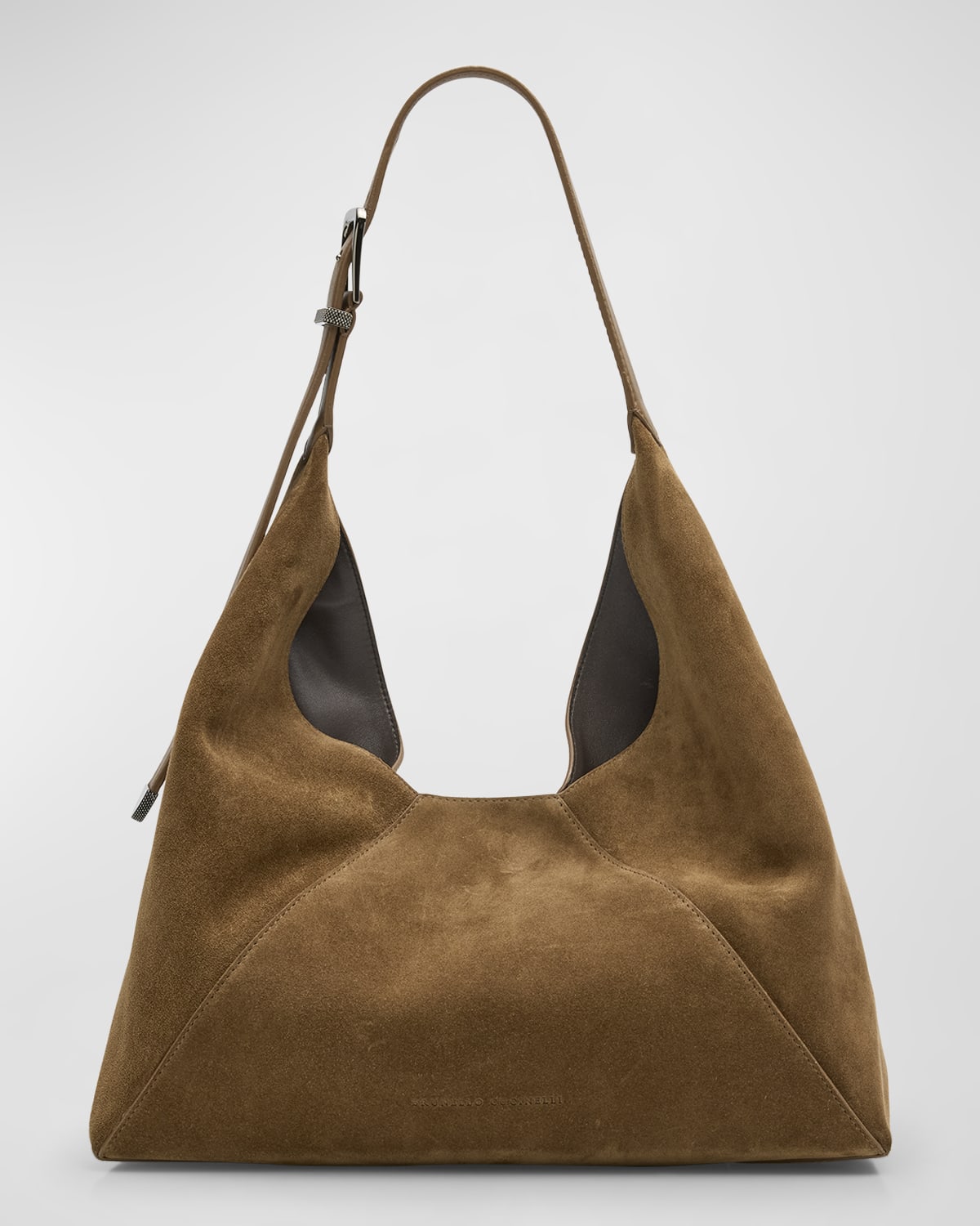 Brunello Cucinelli Buckle Suede Hobo Bag