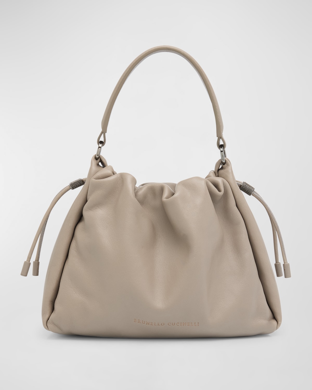 Brunello Cucinelli Mini Drawstring Lambskin Top-Handle Bag