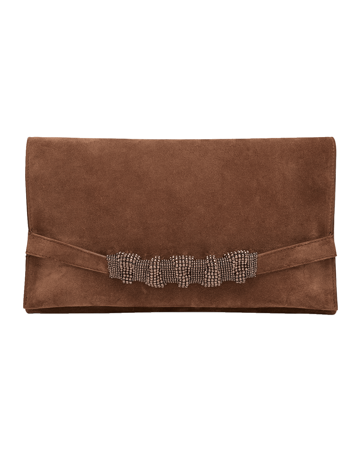 Brunello Cucinelli Monili Flap Suede Clutch Bag