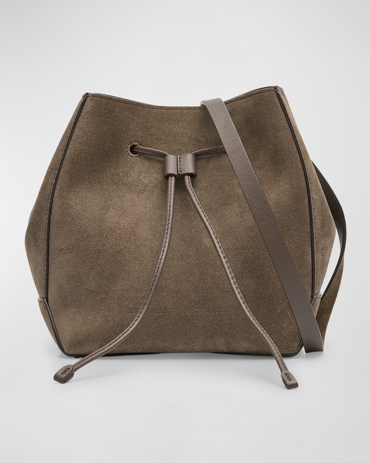 Brunello Cucinelli Small Geometric Suede Bucket Bag