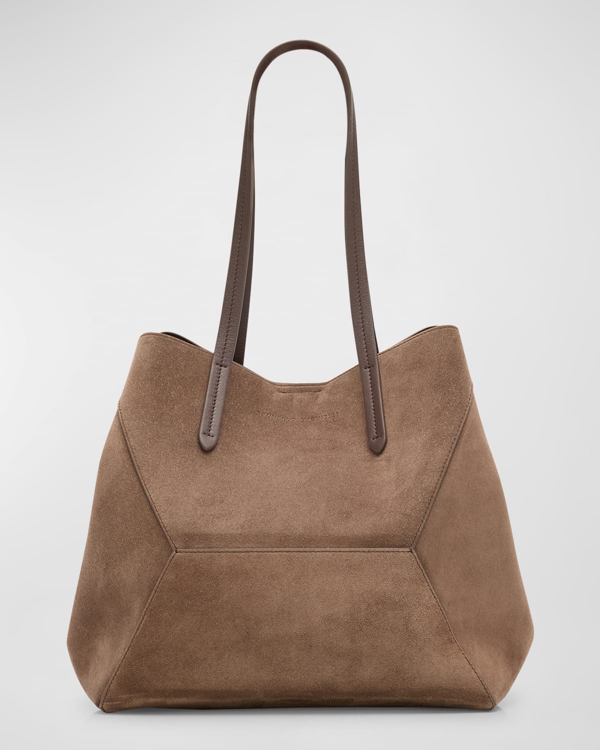 Brunello Cucinelli Small Geometric Suede Tote Bag