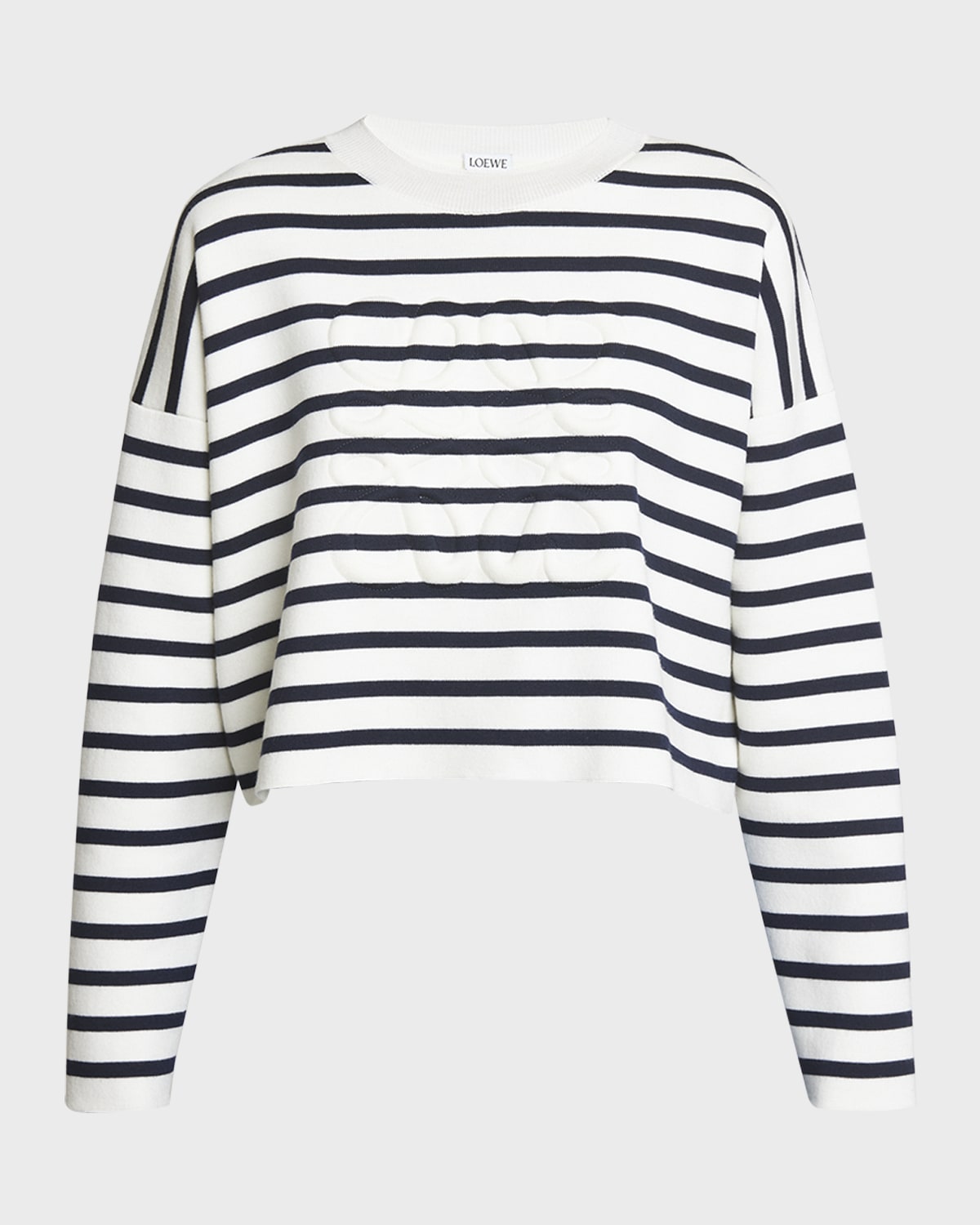 Loewe Striped Wool-Blend Sweater with Anagram Detail