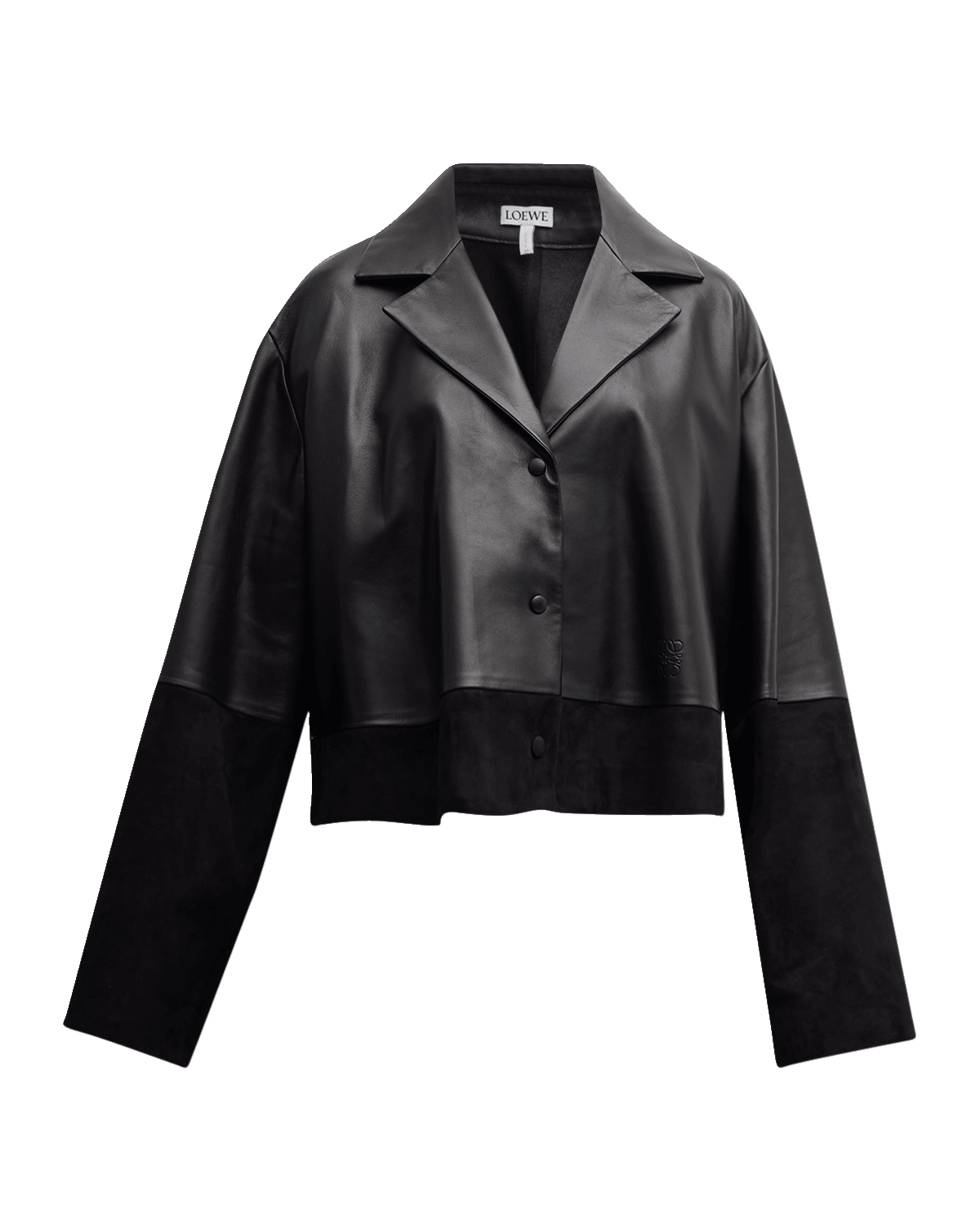 Loewe Long-Sleeve Leather And Suede Pajama Blouse