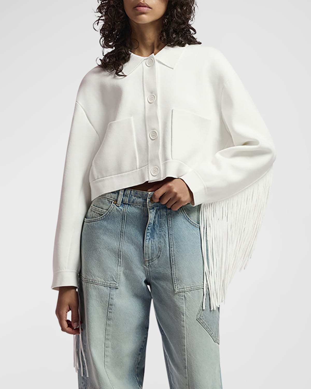 Essentiel Antwerp Gou Fringe Knitted Short Jacket