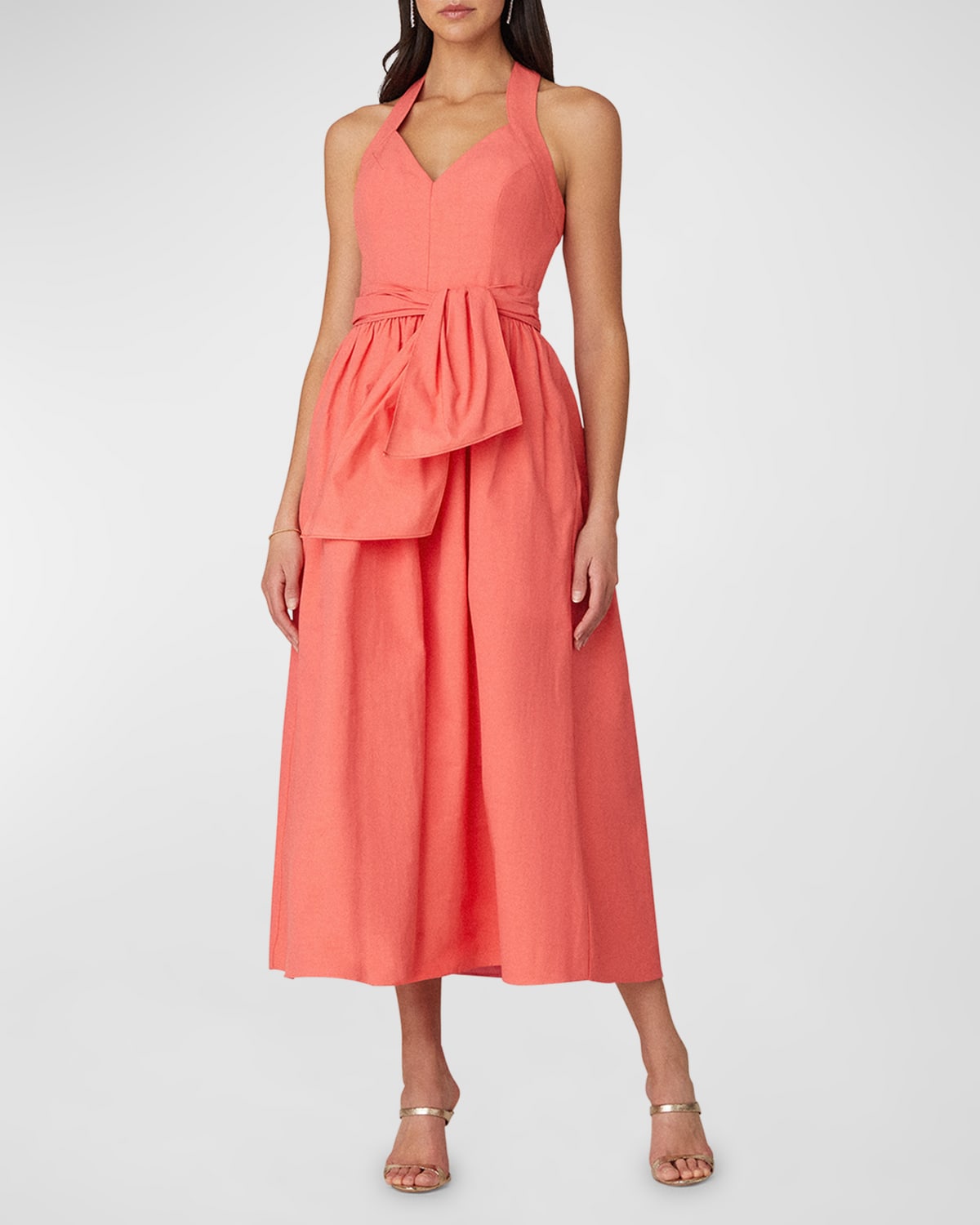 Shoshanna Taffeta Halter Midi Dress