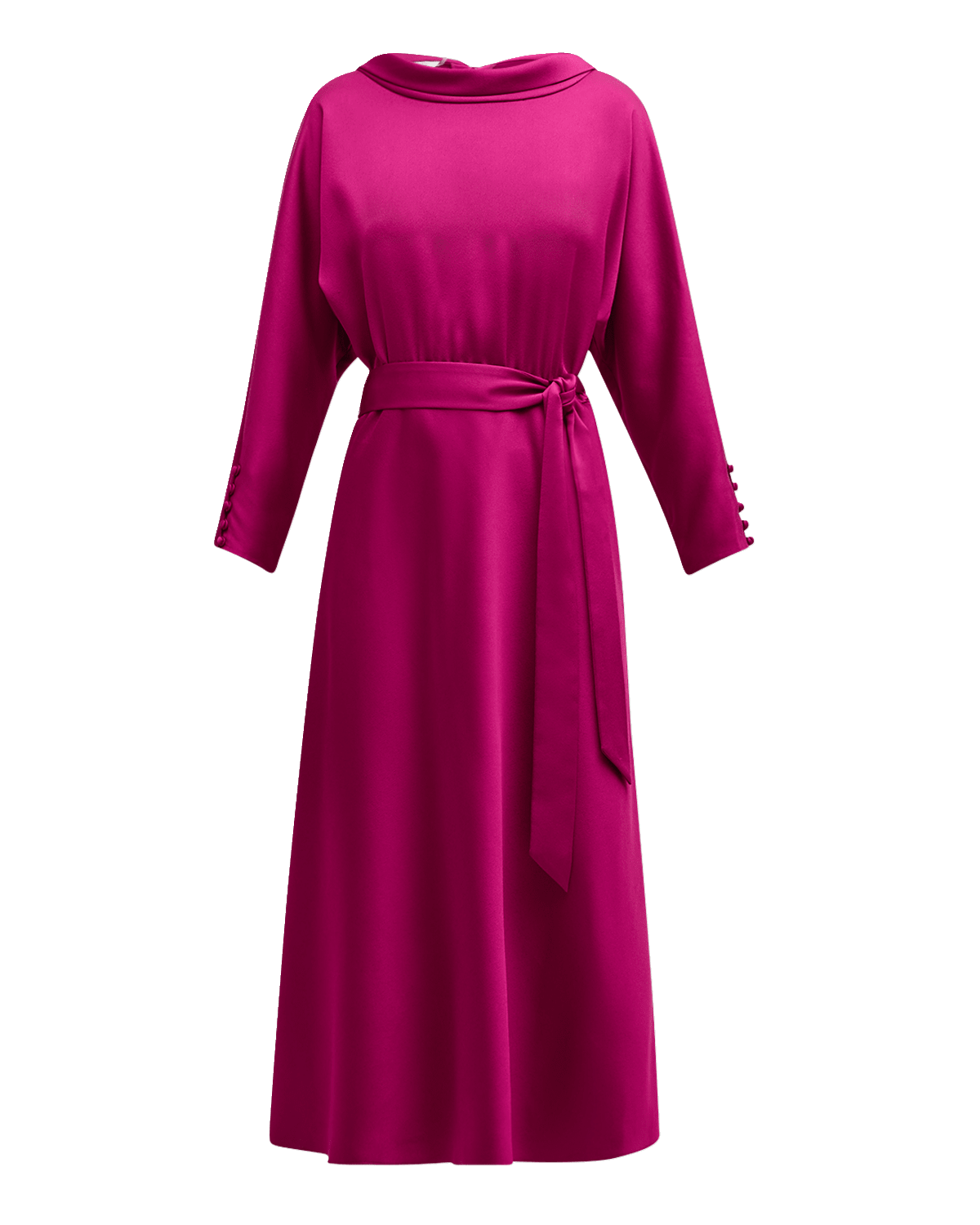 Rickie Freeman for Teri Jon Belted Funnel-Neck Midi Dress