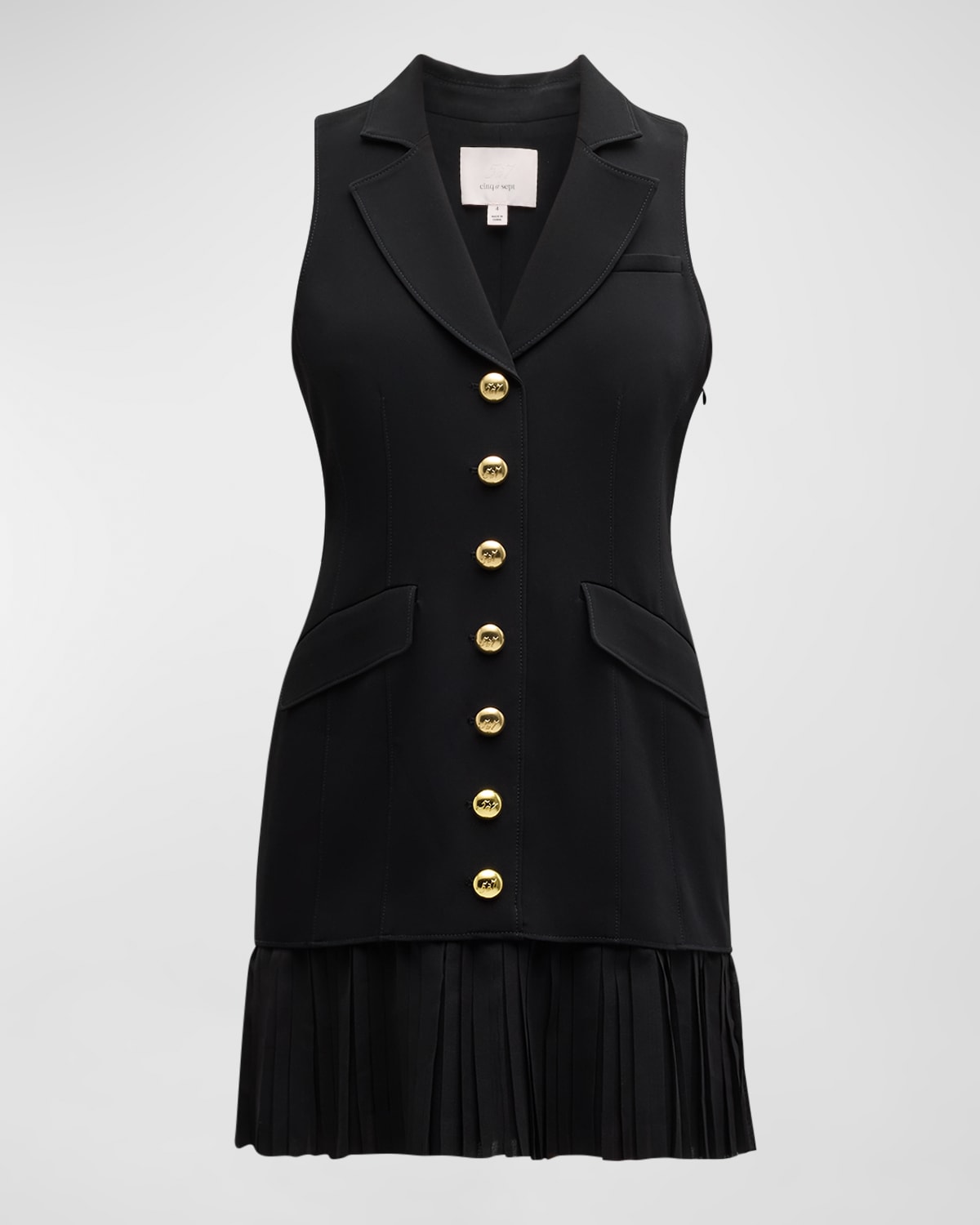 Cinq a Sept Regan Sleeveless Pleated-Skirt Blazer Mini Dress