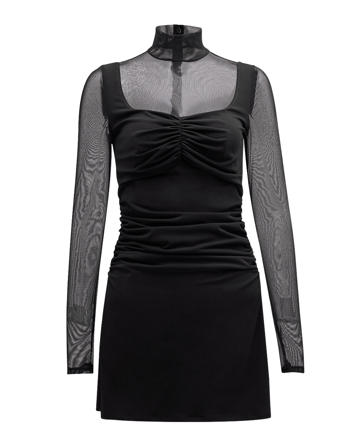 Cinq a Sept Beren Slim Mesh Turtleneck Mini Dress