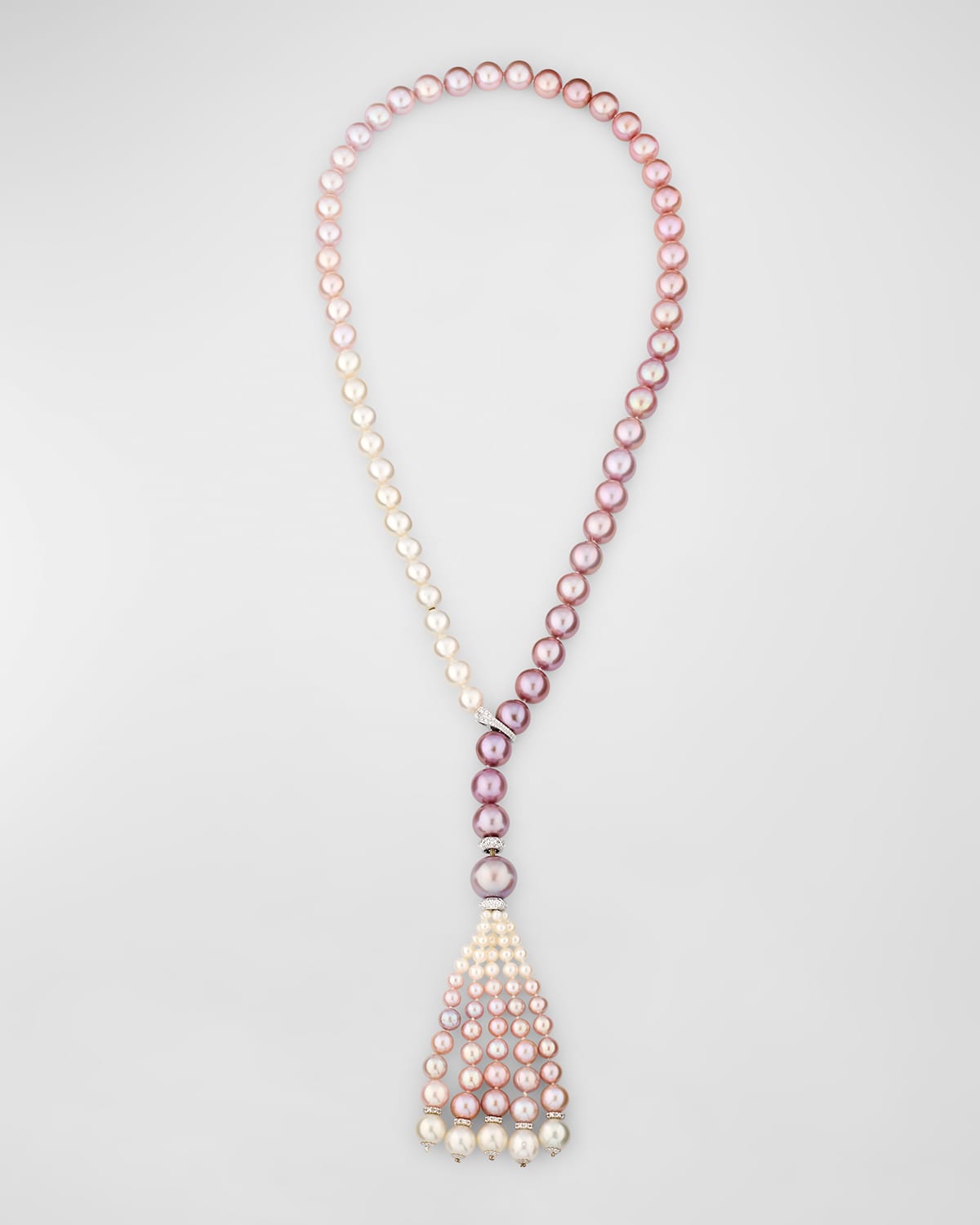 Belpearl 18K White Gold 9-15mm South Sea and Kasumiga Pearl Lariat Necklace