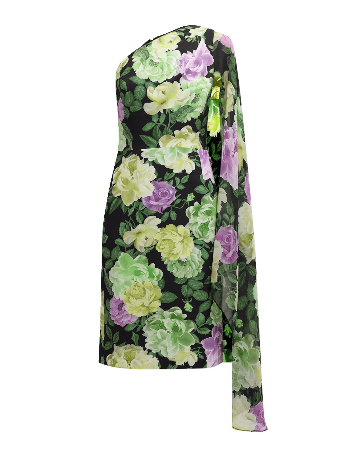 Rickie Freeman for Teri Jon One-Shoulder Floral-Print Dress