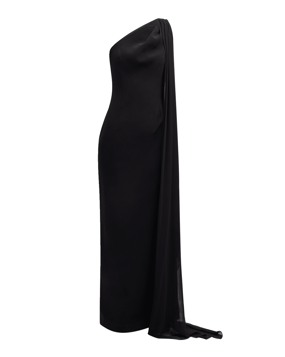 Rickie Freeman for Teri Jon One-Shoulder Draped Column Gown