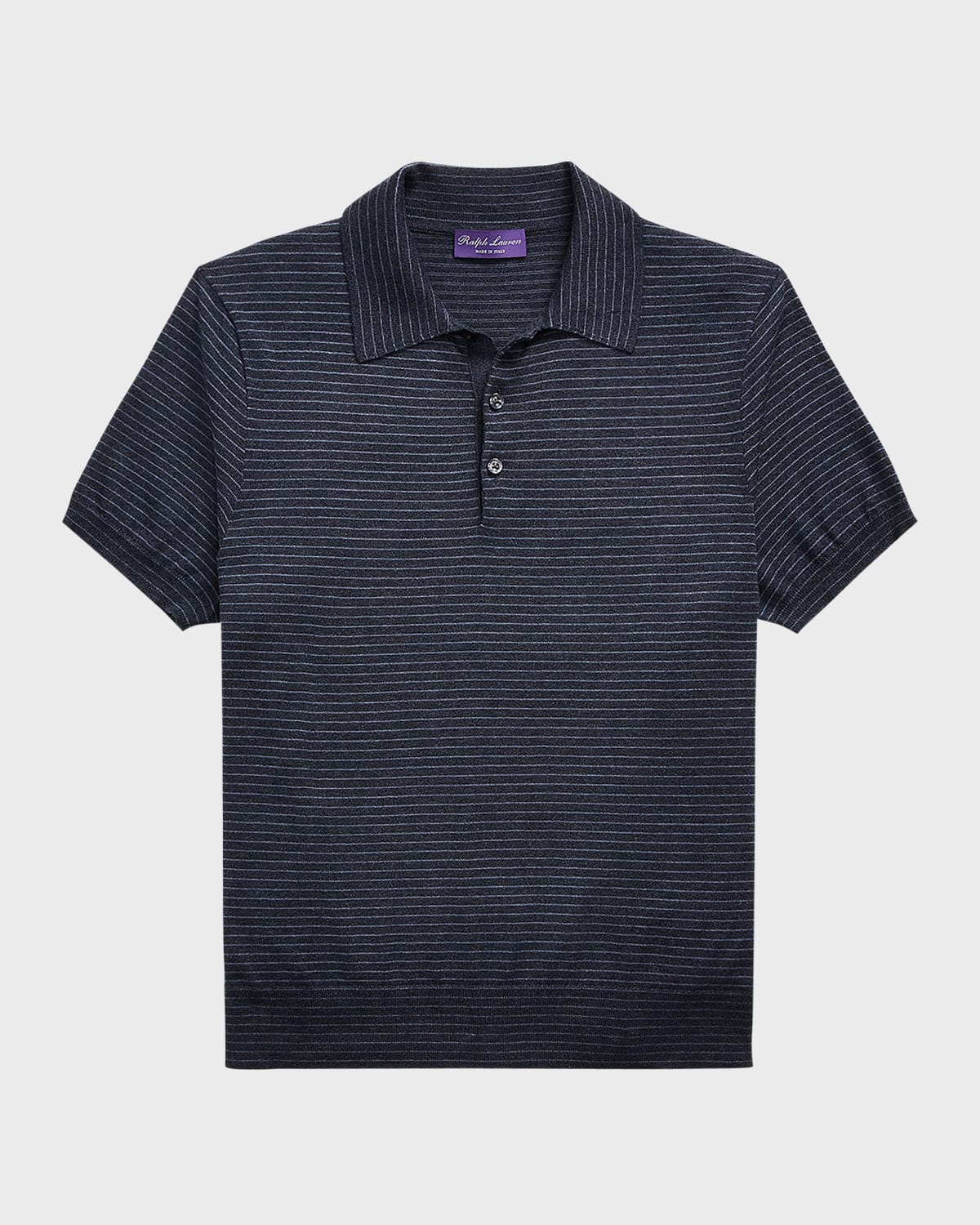 Ralph Lauren Purple Label Men's Striped Silk-Cotton Polo Collar Sweater