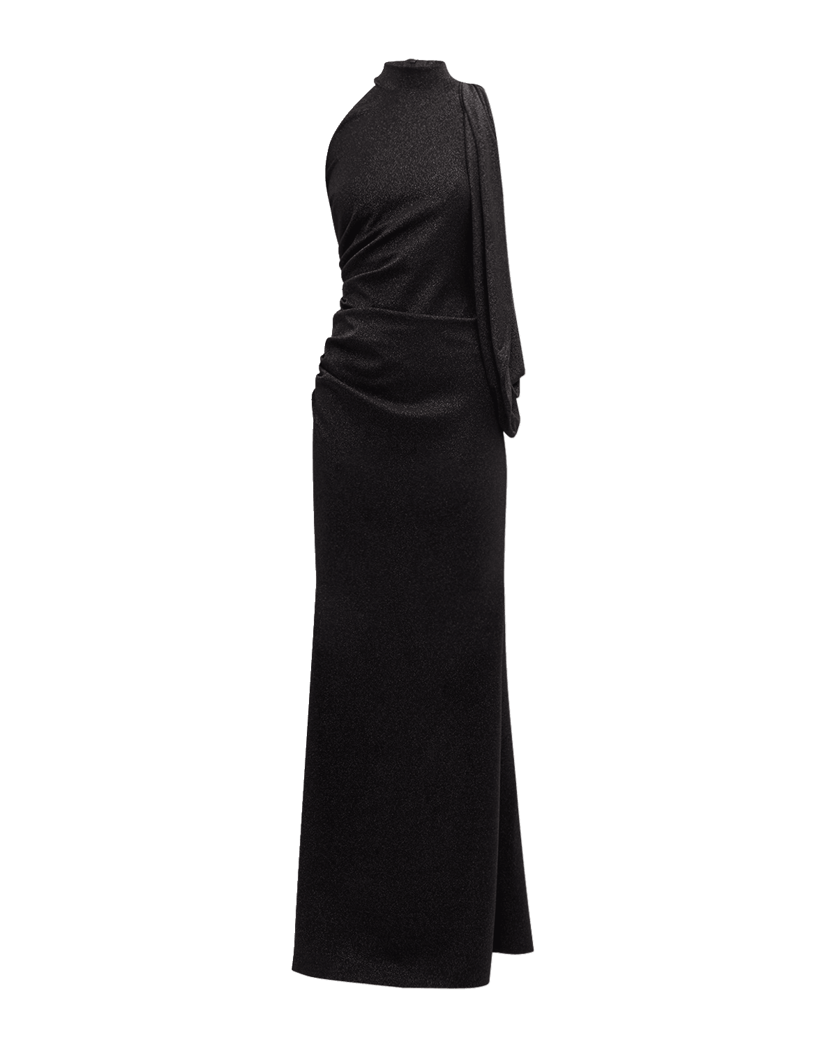Chiara Boni La Petite Robe Pleated Mock-Neck Shimmer Gown