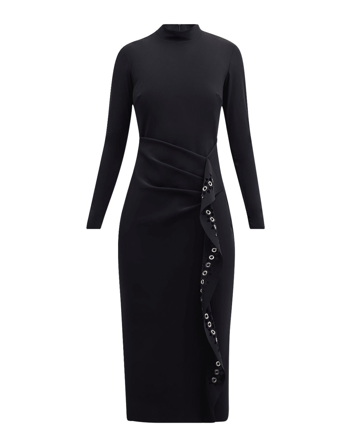 Chiara Boni La Petite Robe Cutout Ruffle Mock-Neck Midi Dress