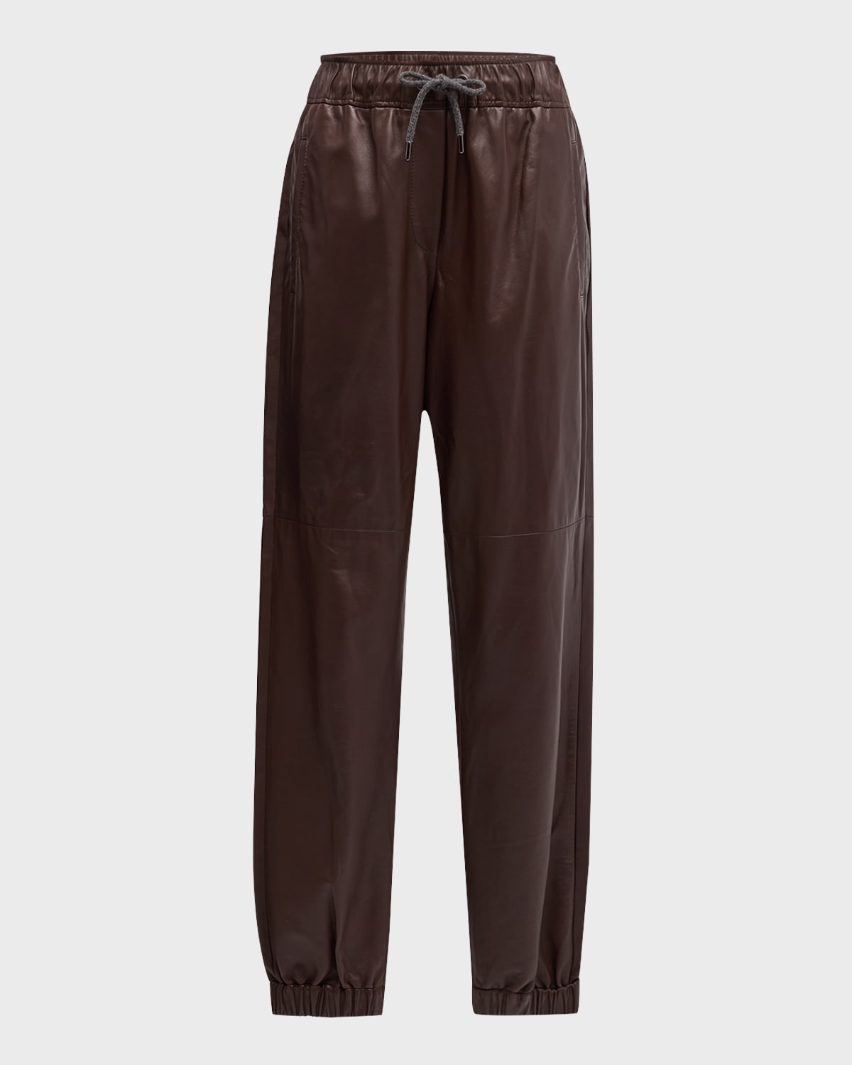 Brunello Cucinelli Smooth Glove Leather Track Pants