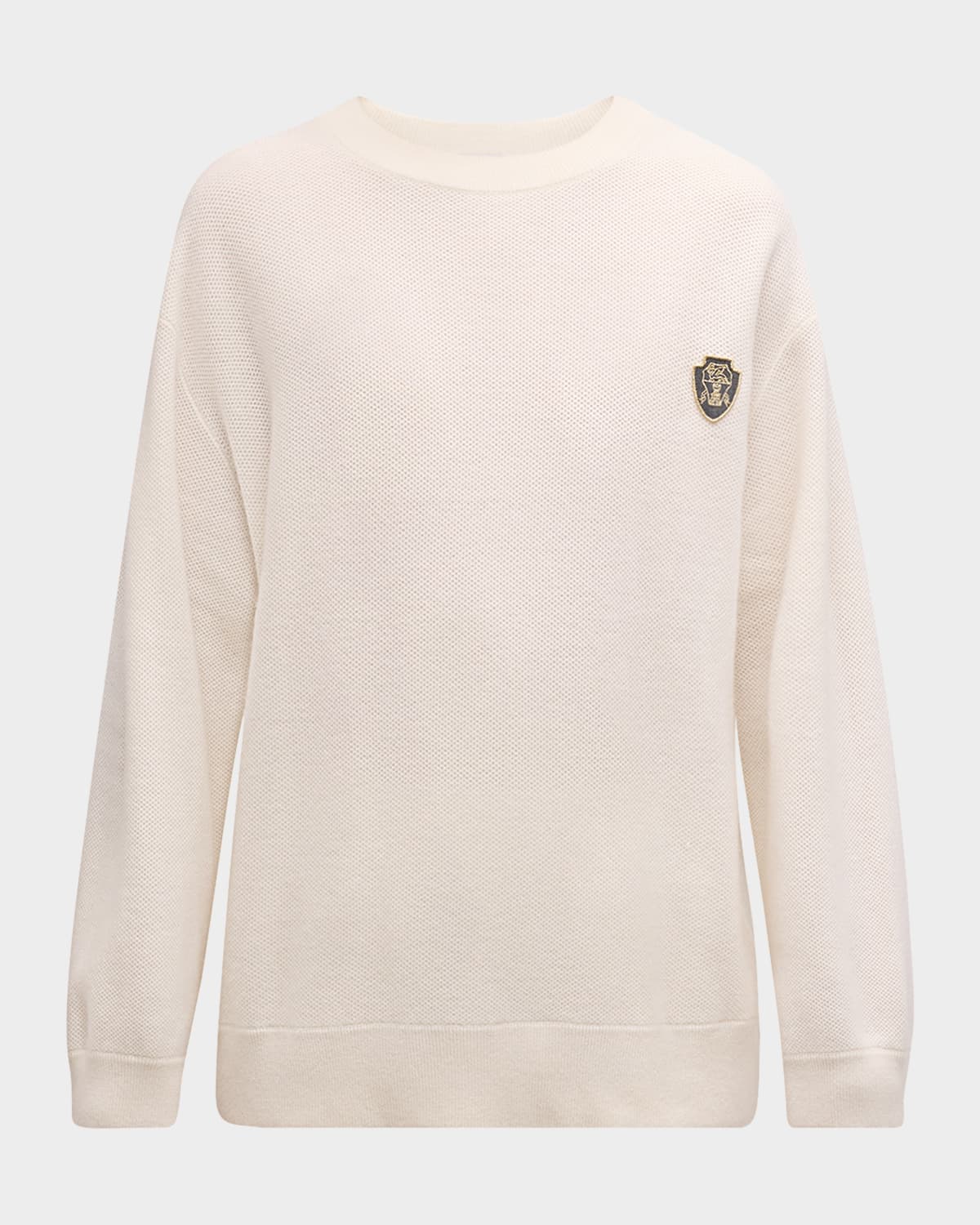 Brunello Cucinelli Solomeo Crest Cashmere Pique Knit Sweater