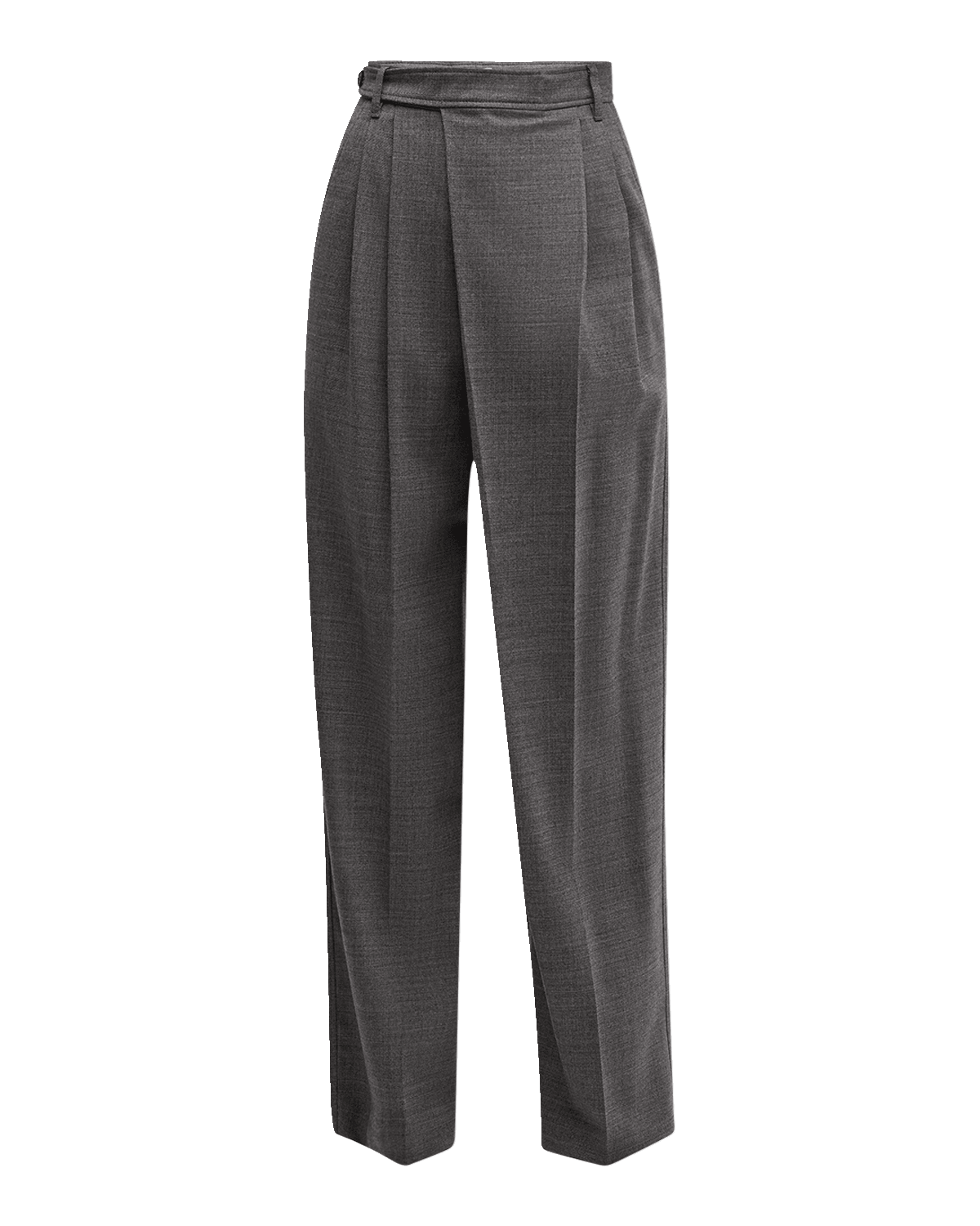 Brunello Cucinelli Stretch Wool Grisaille Crossover-Waist Wide-Leg Trousers