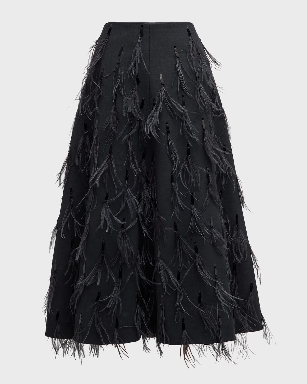 Brunello Cucinelli Tropical Lux Feather Sequin Embroidered Midi Skirt