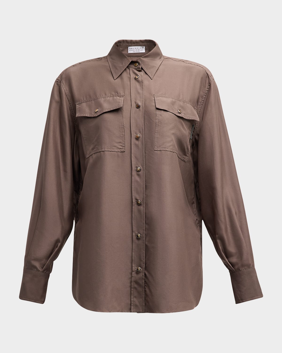 Brunello Cucinelli Silk Western Button-Down Shirt