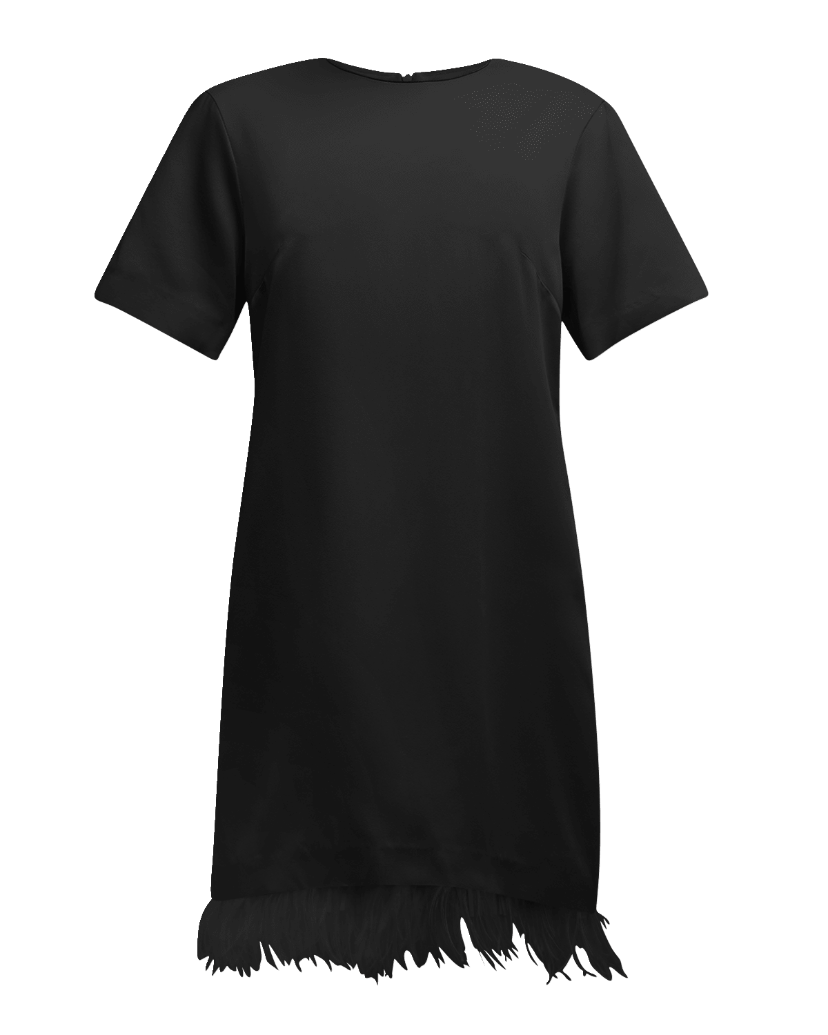 Brunello Cucinelli Removable Feather-Trim Satin Cady Mini Dress