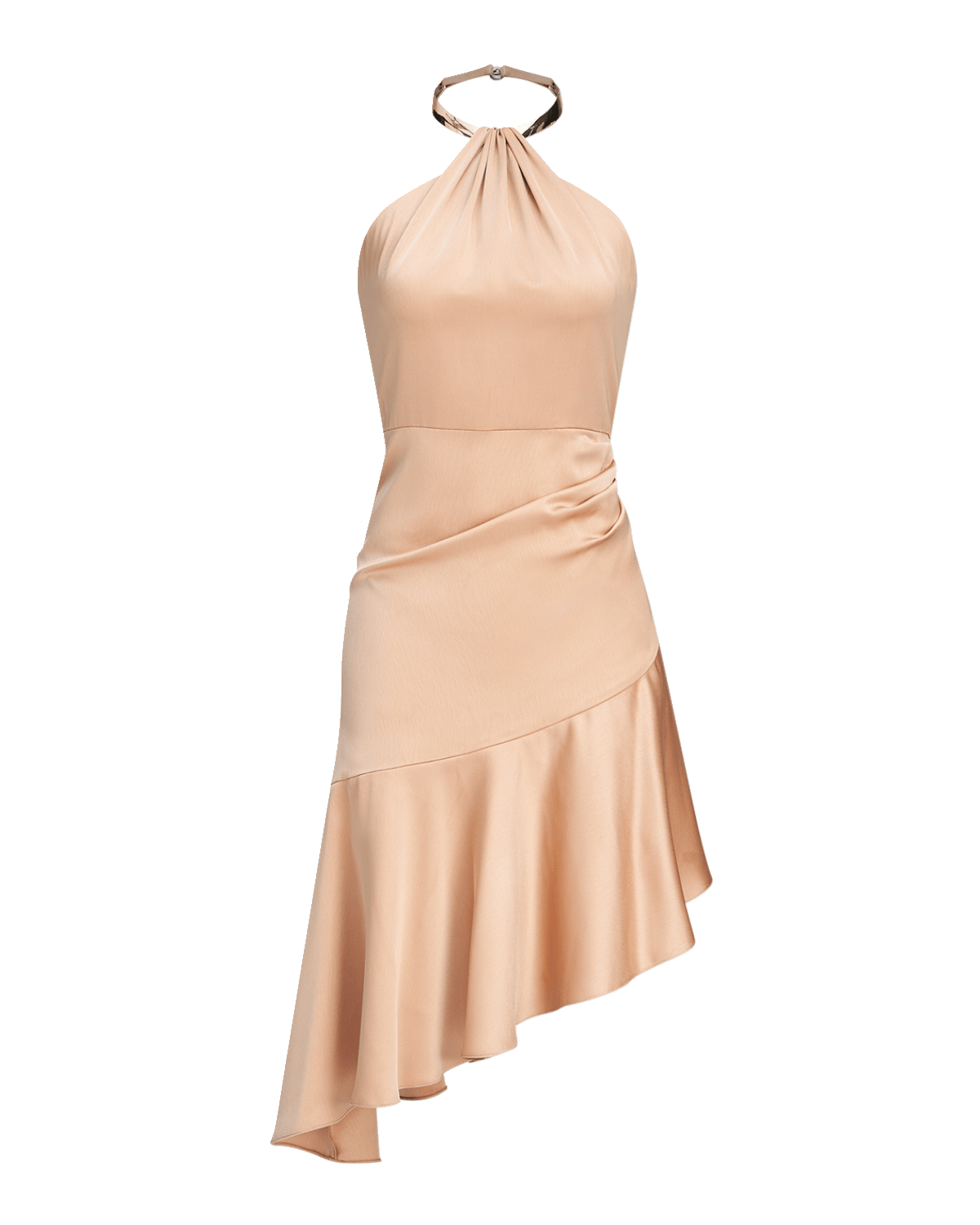 Halston Beverly Satin High-Low Fit & Flare Mini Dress