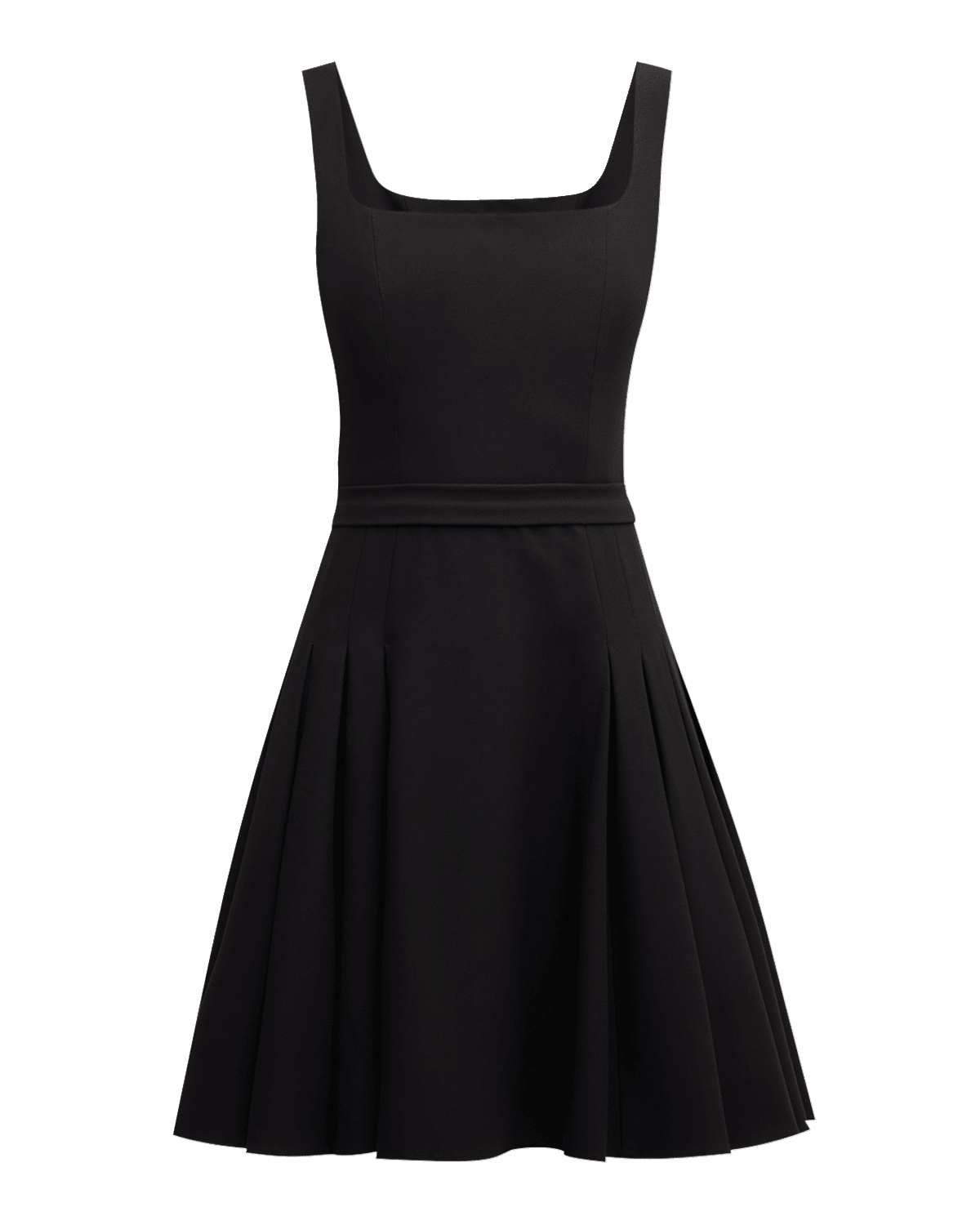Black Halo Aphrodite Pleated Square-Neck Mini Dress