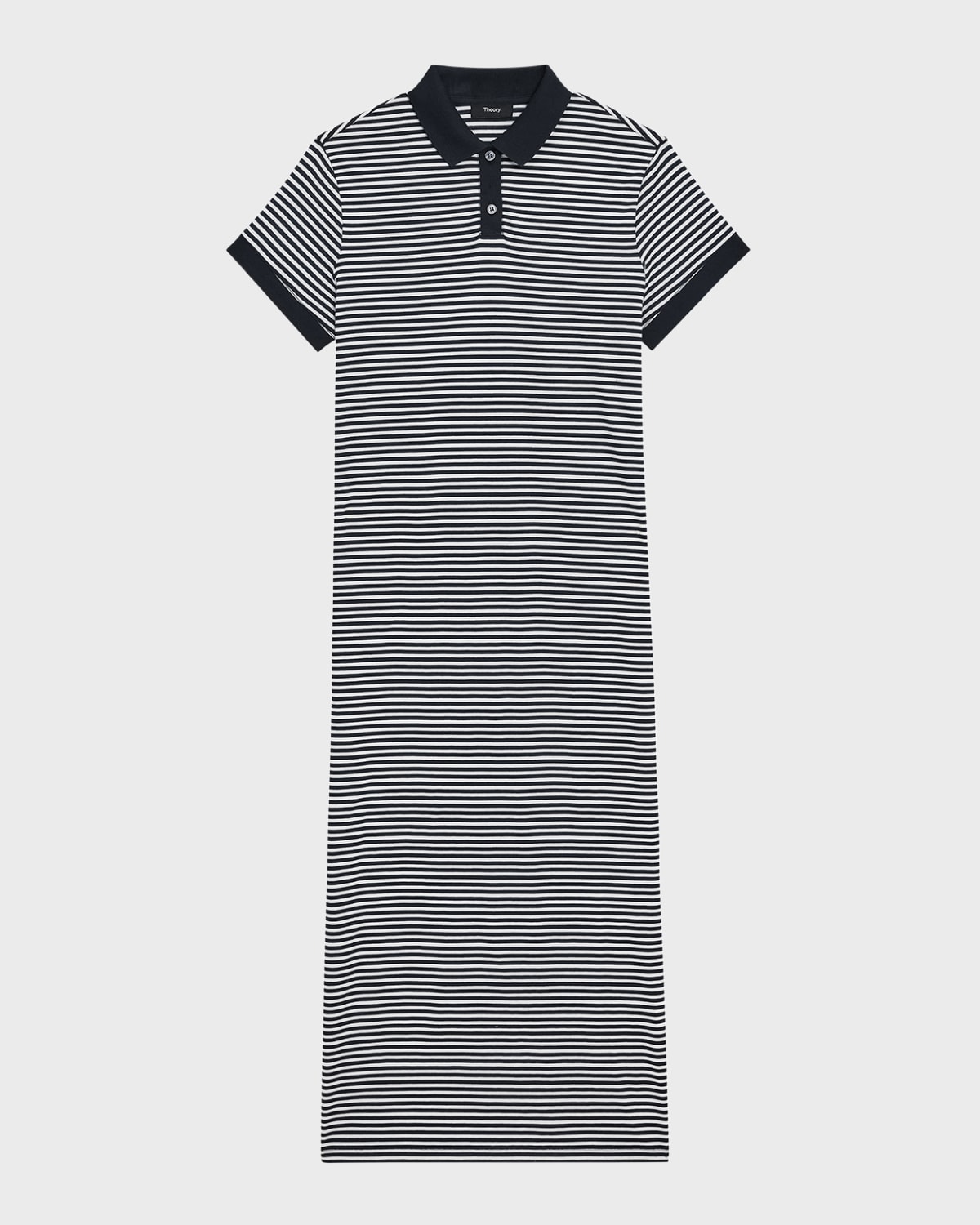 Theory Striped Polo Short-Sleeve Midi T-Shirt Dress