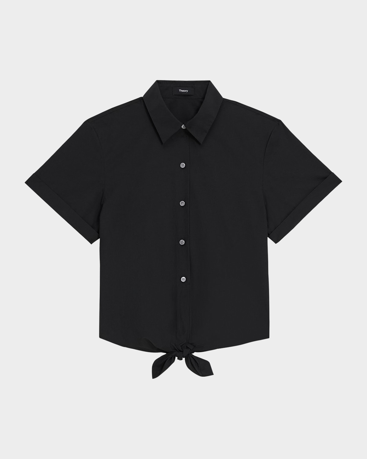 Theory Tie-Front Short-Sleeve Blouse