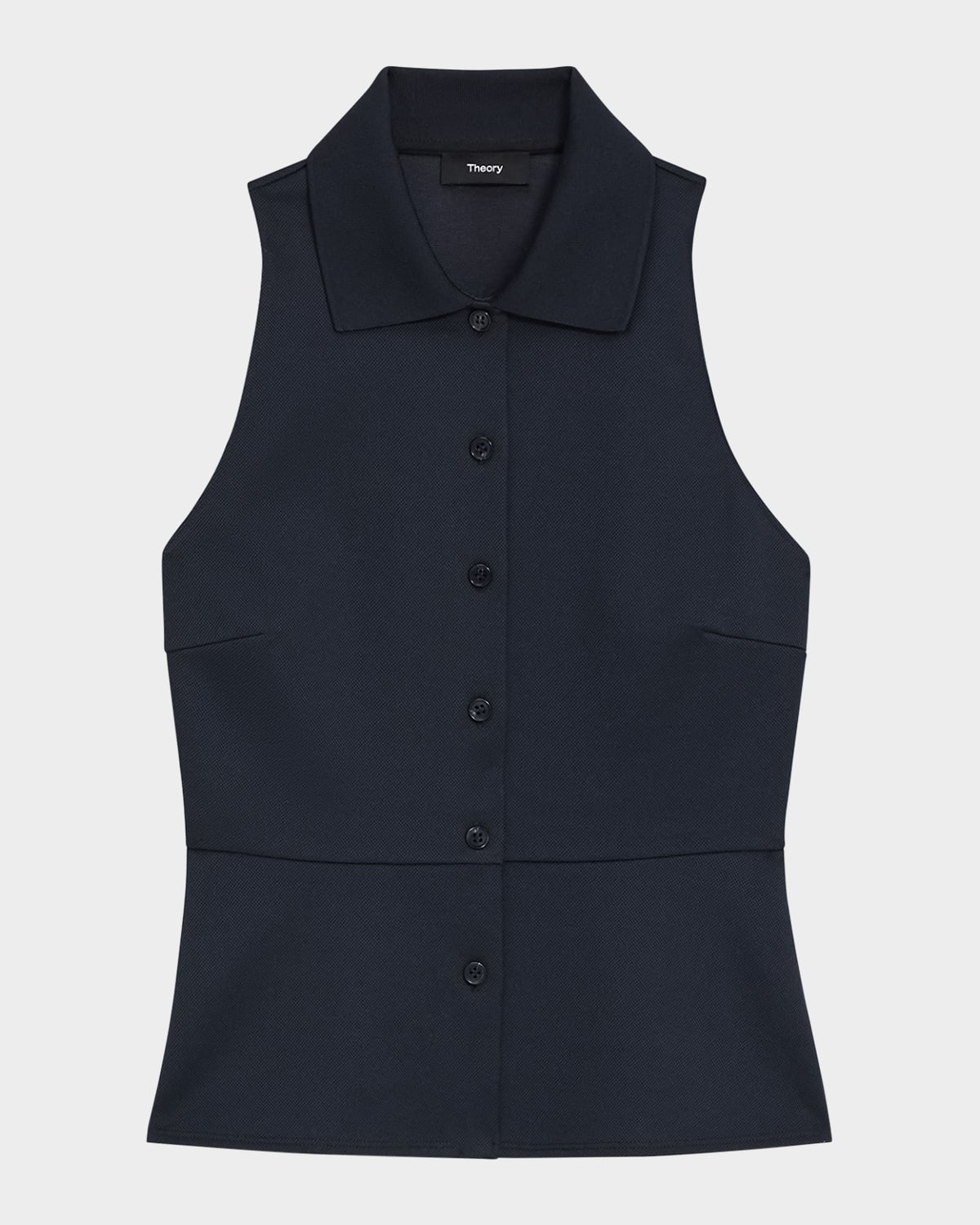 Theory Cotton Pique Sleeveless Peplum Top