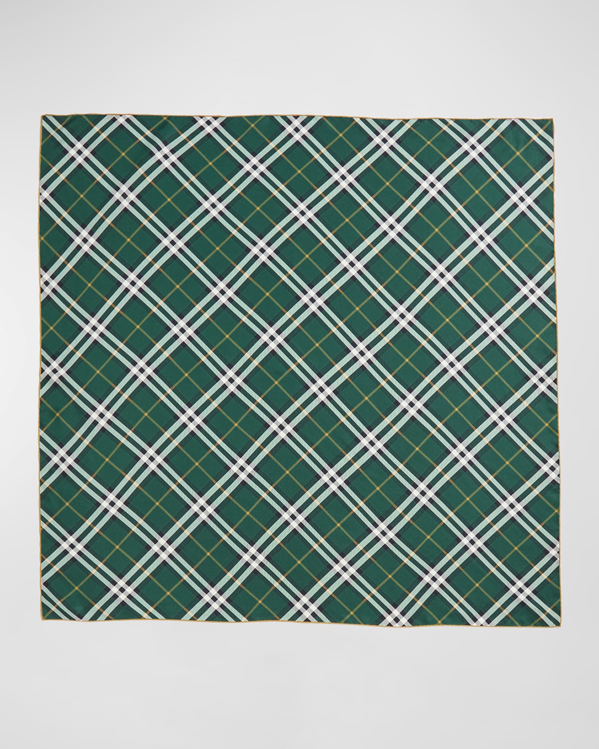 Burberry Green Check Silk Square Scarf