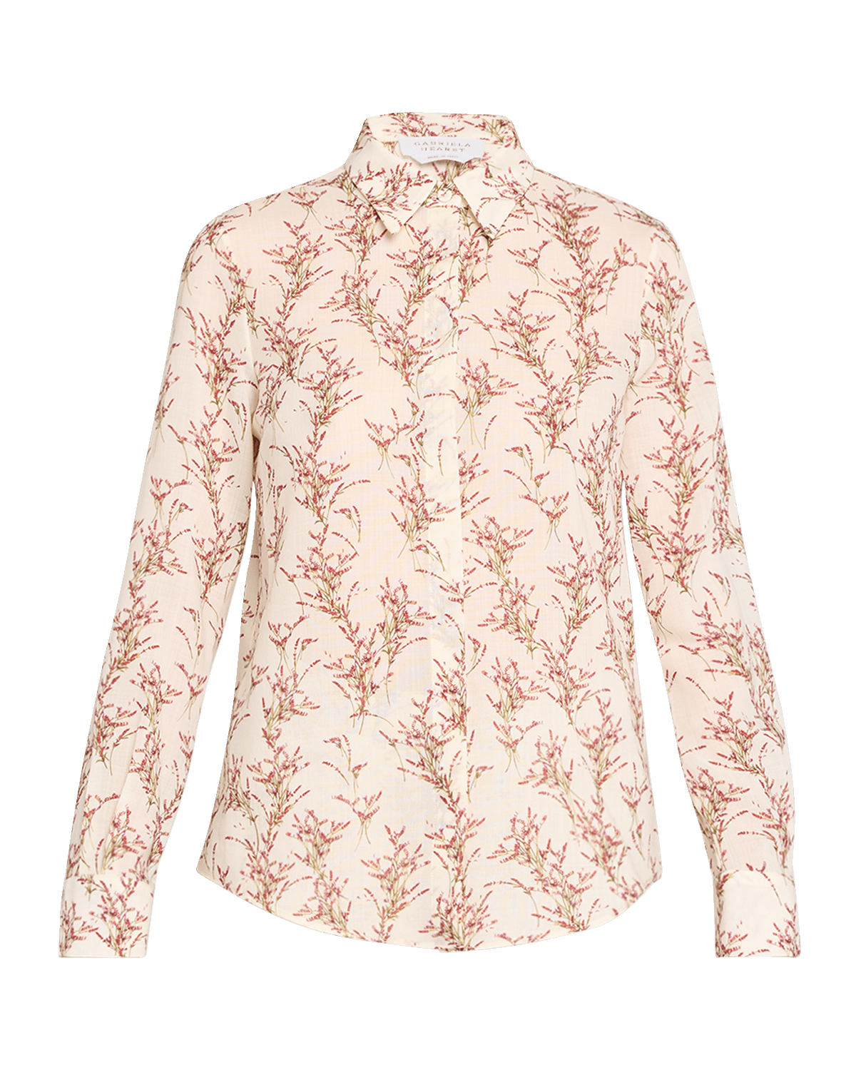 Gabriela Hearst Henri Bouquet-Print Long-Sleeve Collared Blouse