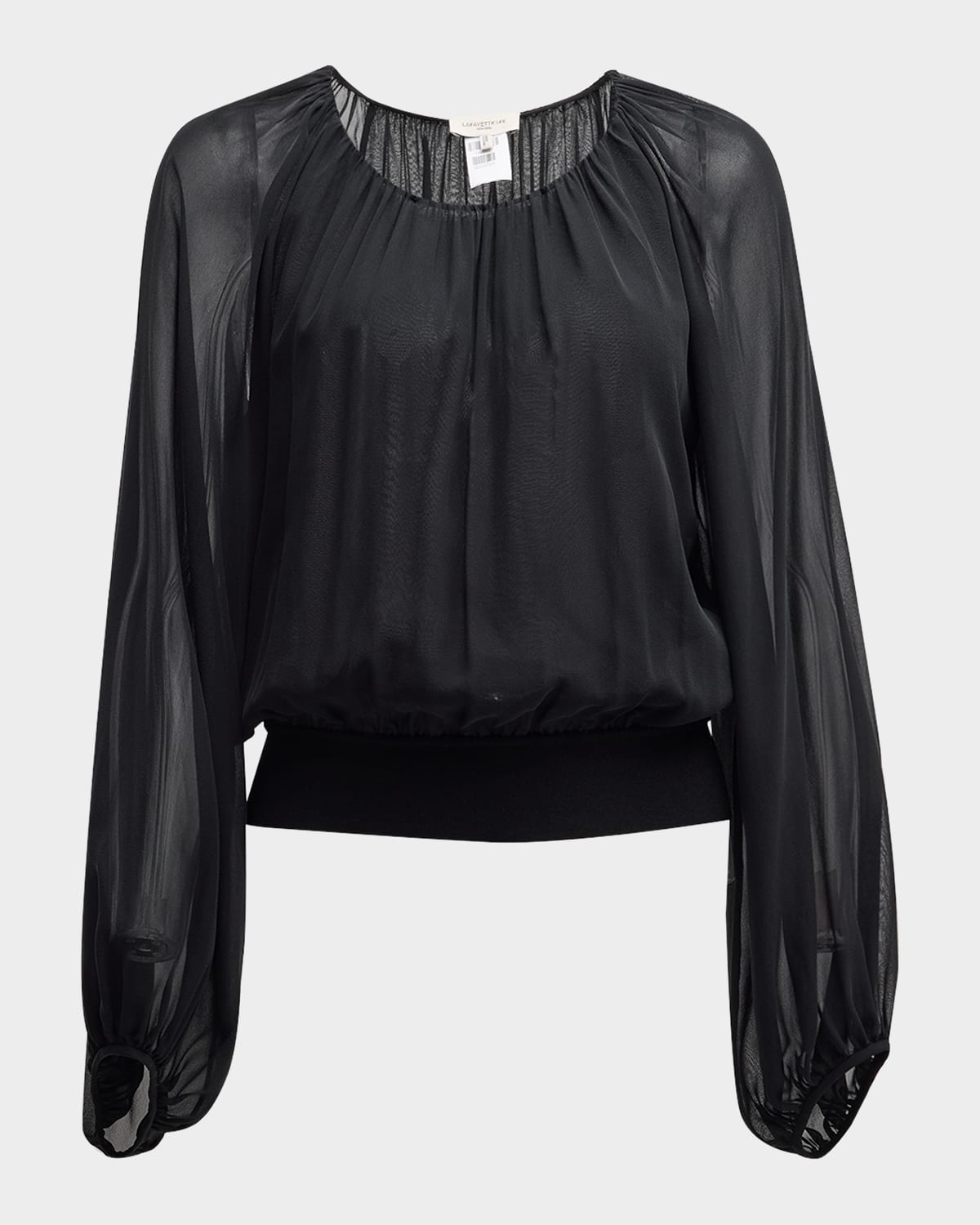 Lafayette 148 New York Ruched Balloon-Sleeve Silk Georgette Blouse