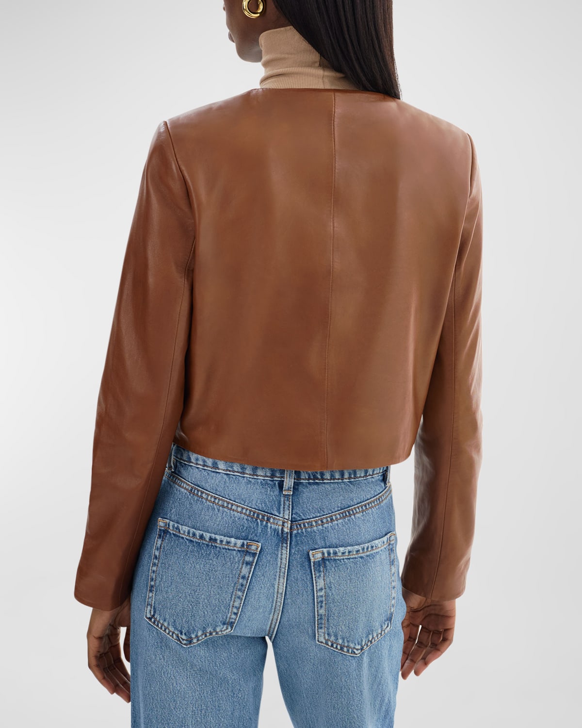 LaMarque Linette Cropped Lamb Leather Jacket