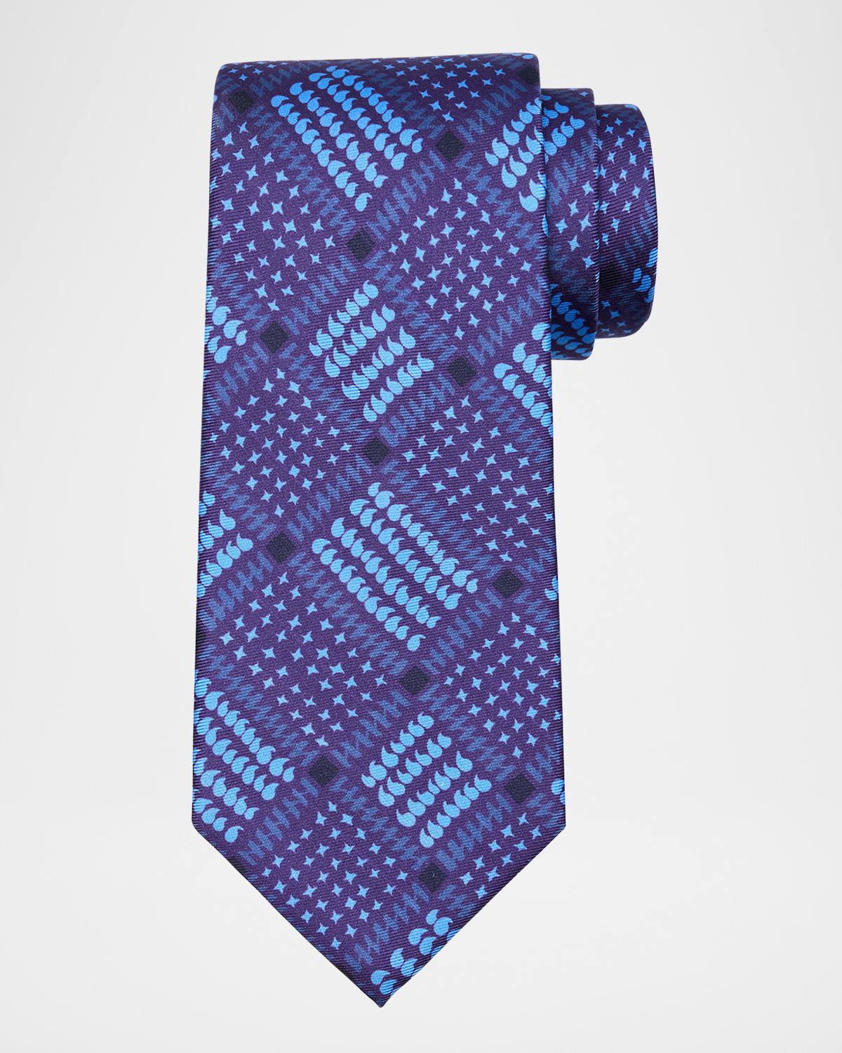 Charvet Men 's Grid-Printed Silk Tie