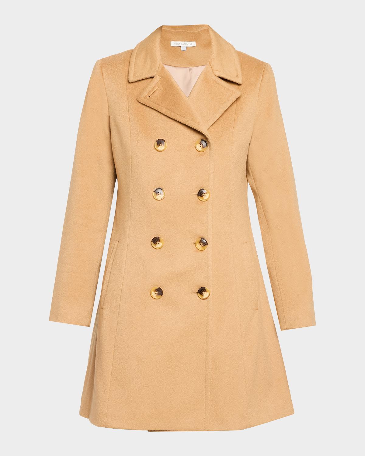 Sofia Cashmere Double-Breasted Cashmere Peacoat