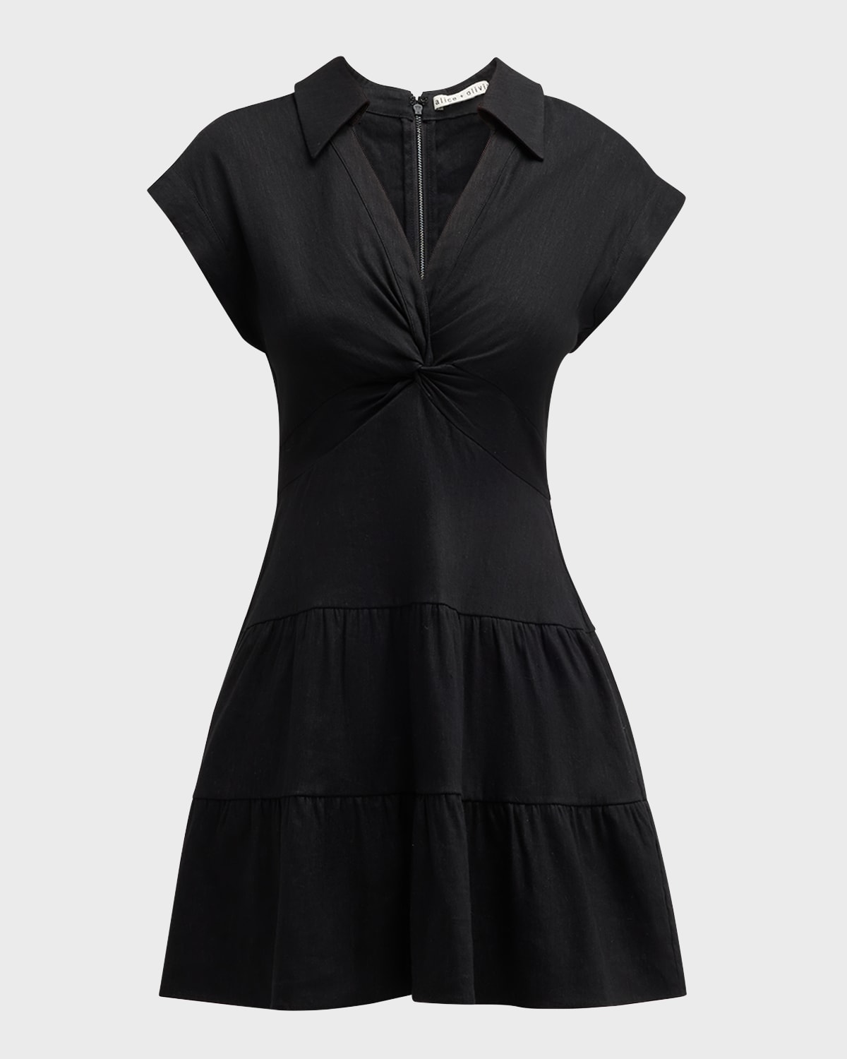 Alice + Olivia Mila Deep V Twist Mini Dress