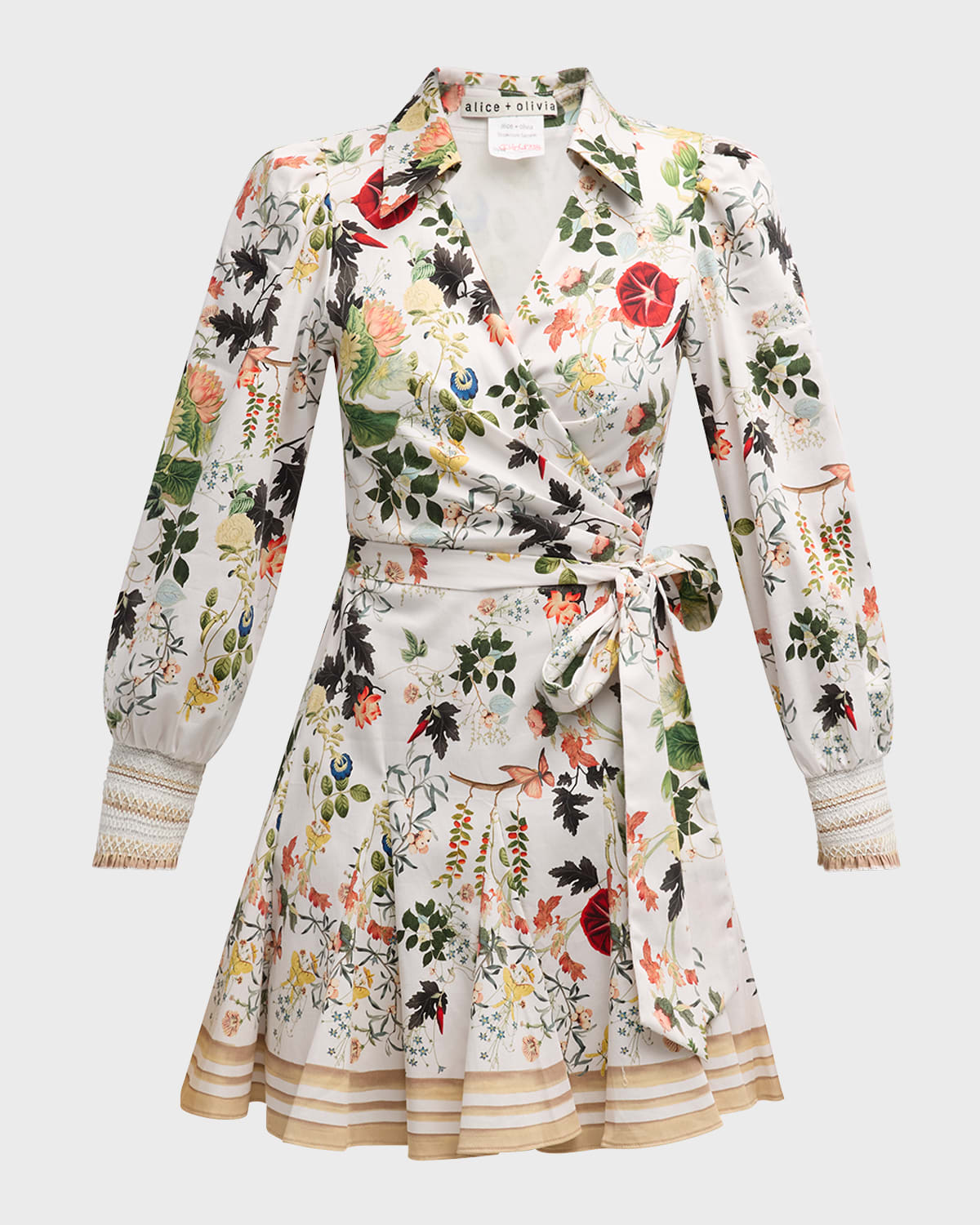 Alice + Olivia Alisa Wrap Godet Mini Shirtdress
