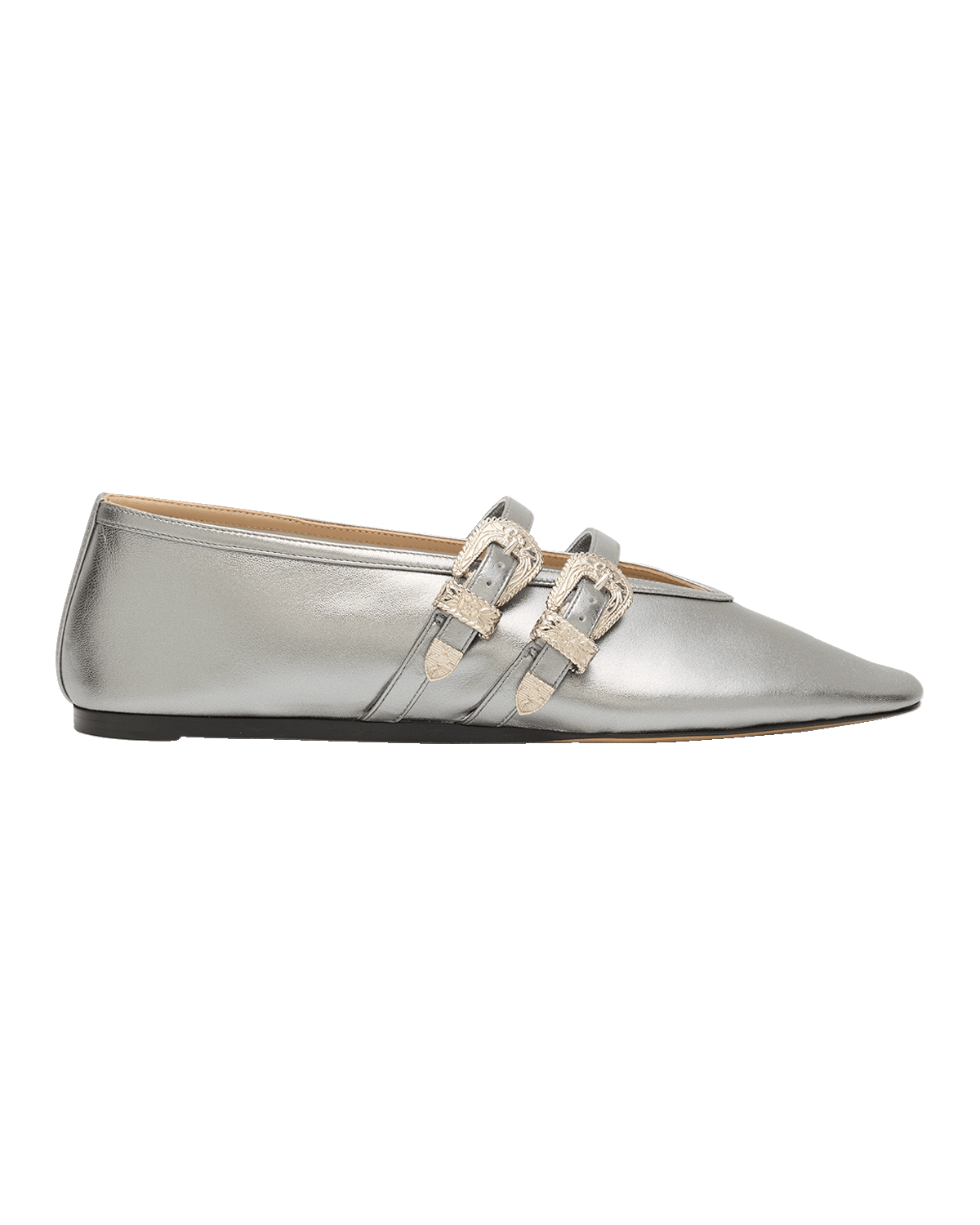 Le Monde Beryl Claudia Metallic Western Buckles Ballerina Flats