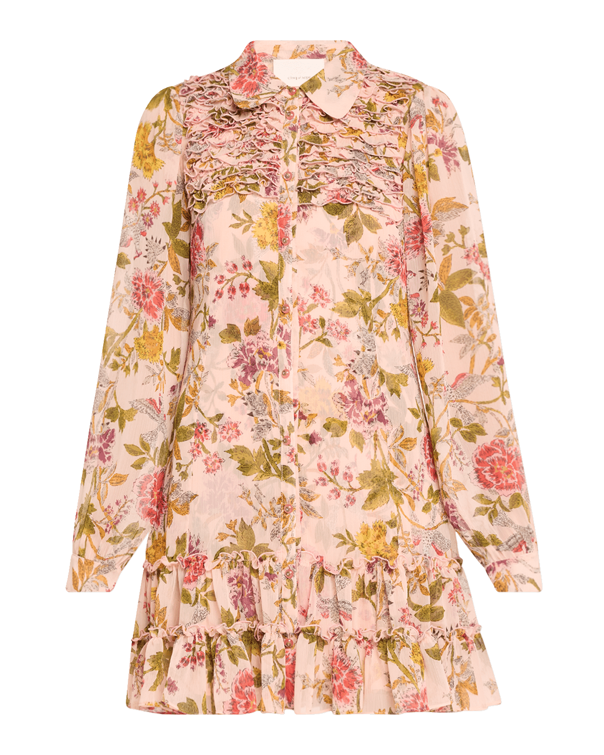 Cinq a Sept Barnes Floral Long-Sleeve Mini Shirtdress