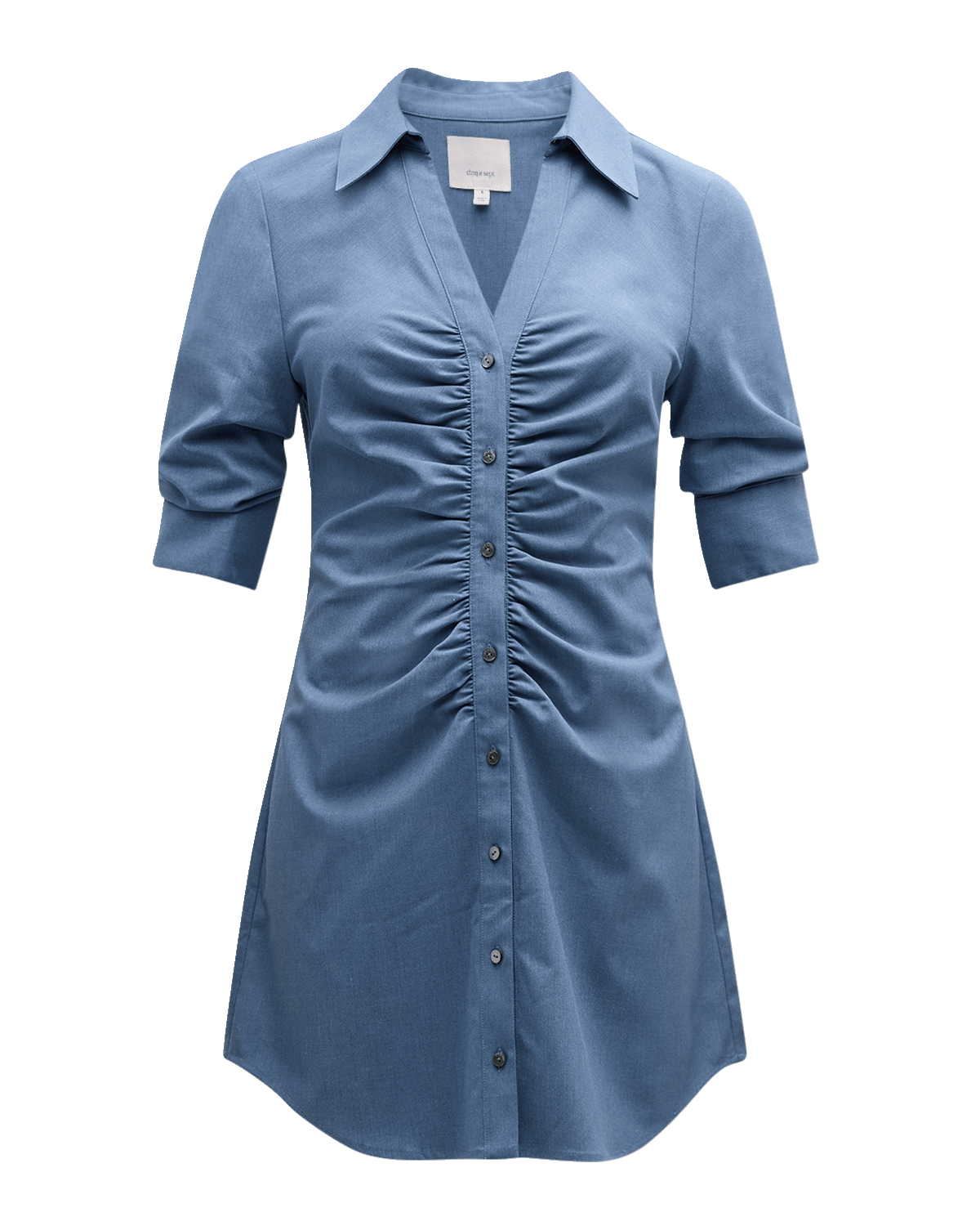 Cinq a Sept Elina Ruched Short-Sleeve Mini Dress