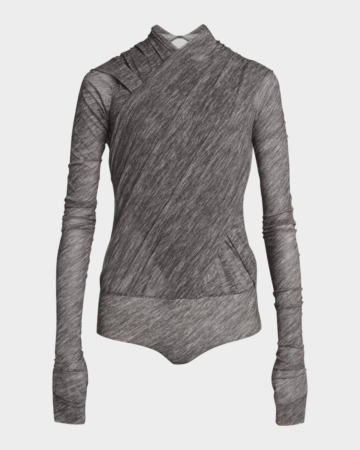 Philosophy di Lorenzo Serafini Printed Stretch Tulle Bodysuit