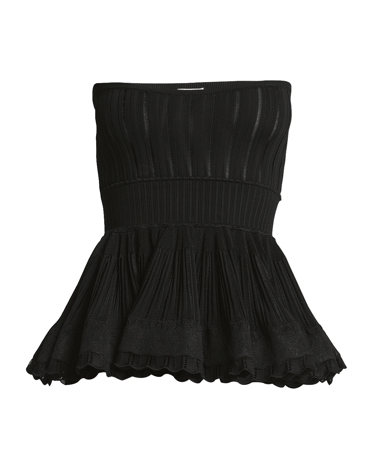 ALAIA Crinoline Strapless Rib Peplum Top