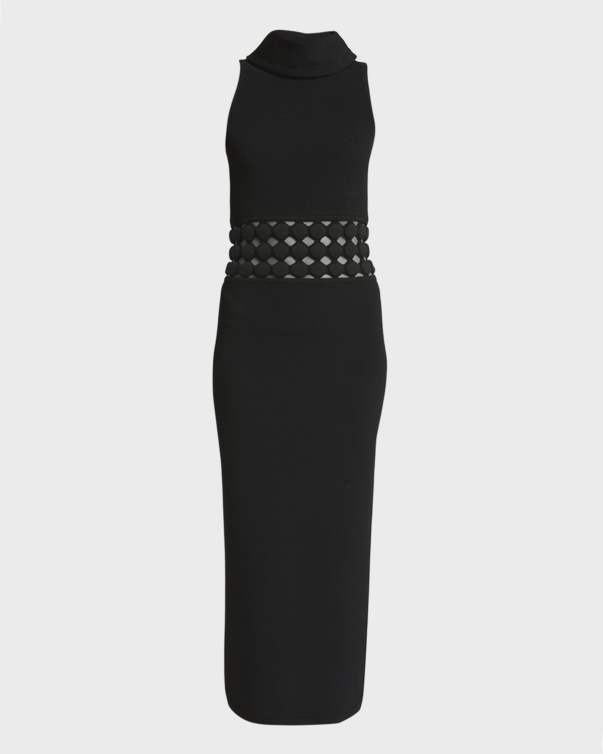 ALAIA Hooded Sleeveless Dot Cutout Midi Dress
