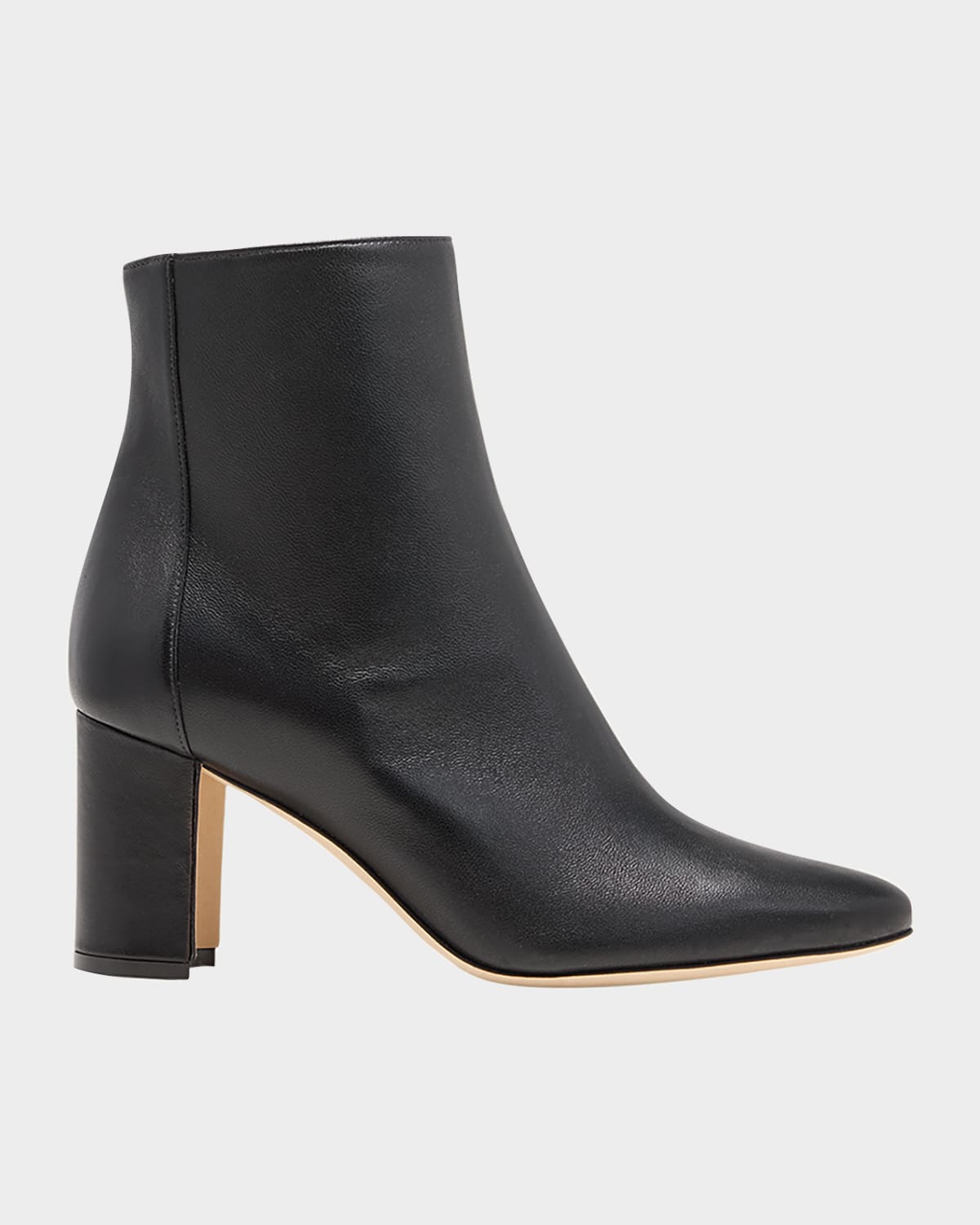 Manolo Blahnik Rosie Leather Zip Booties In Black
